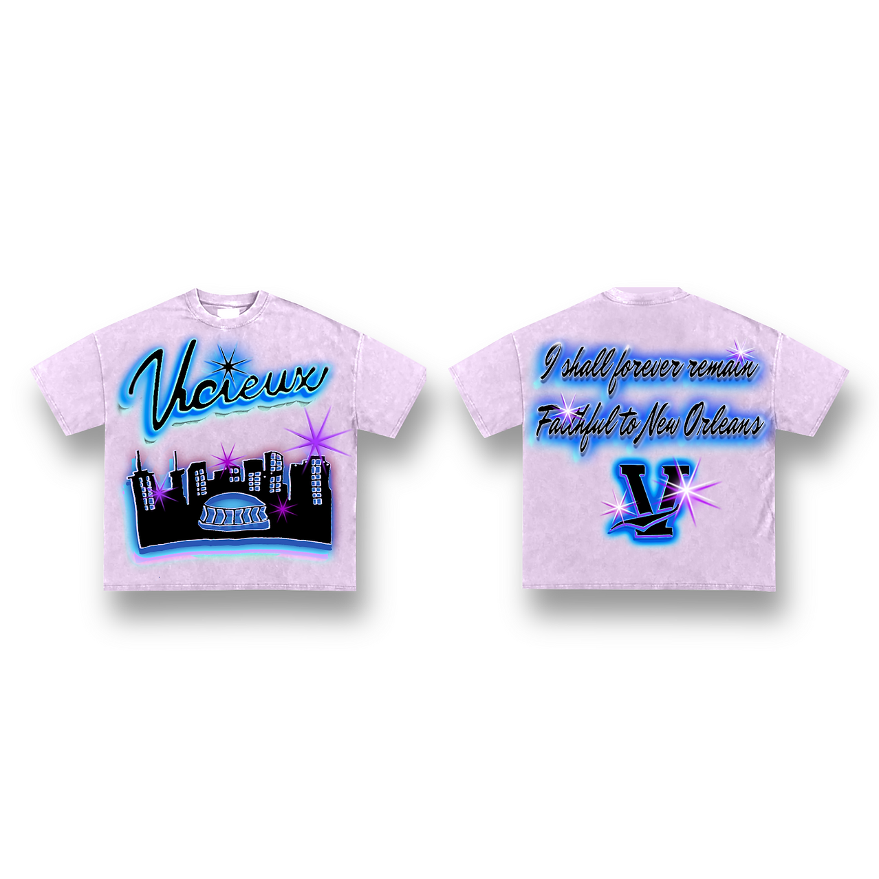 Vicieux "New Orleans Airbrushed Tee (lavender)"