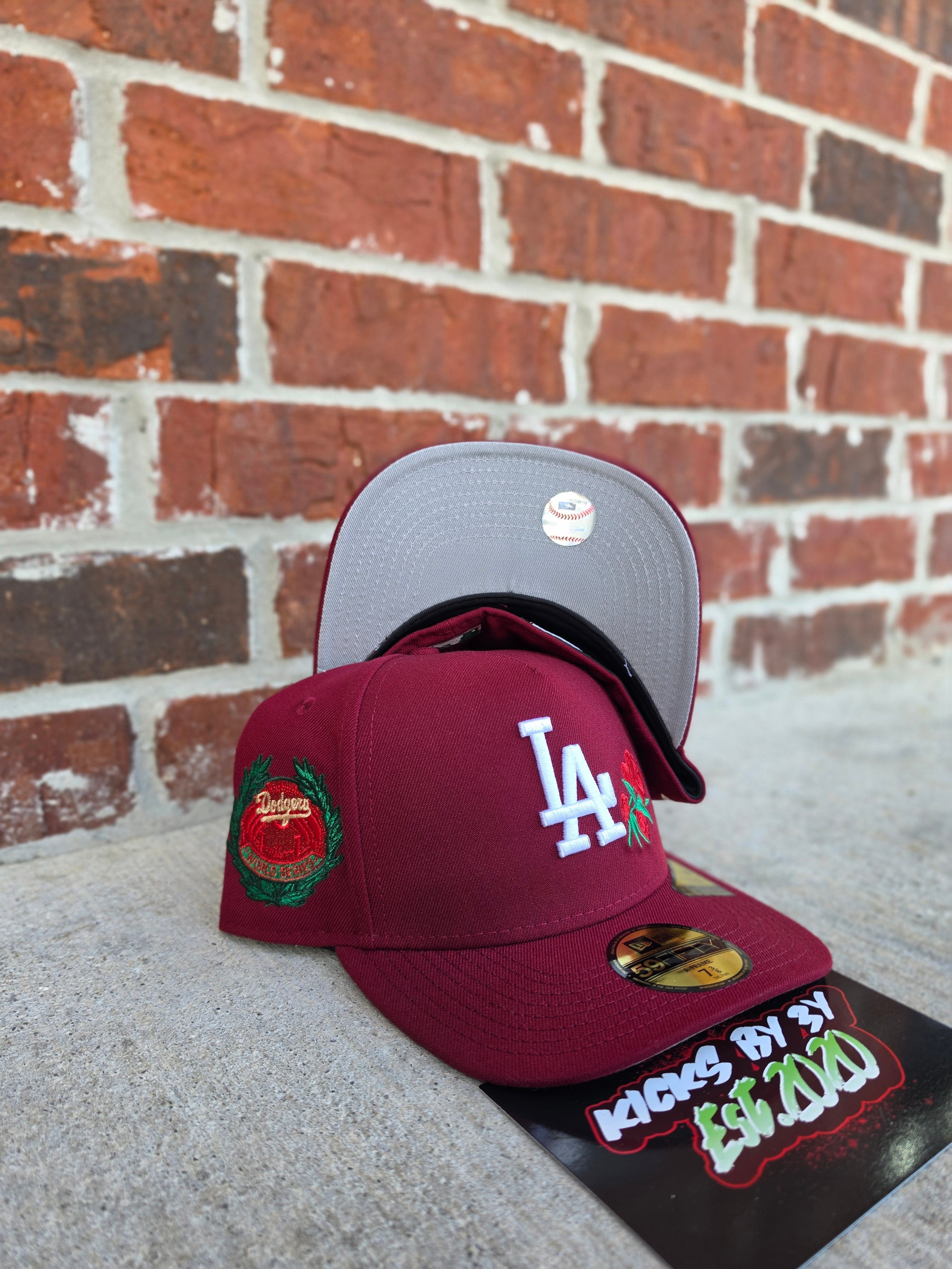 New Era 59Fifty Fitted A-Frame "Los Angeles Dodgers" Burgundy Rose World Series