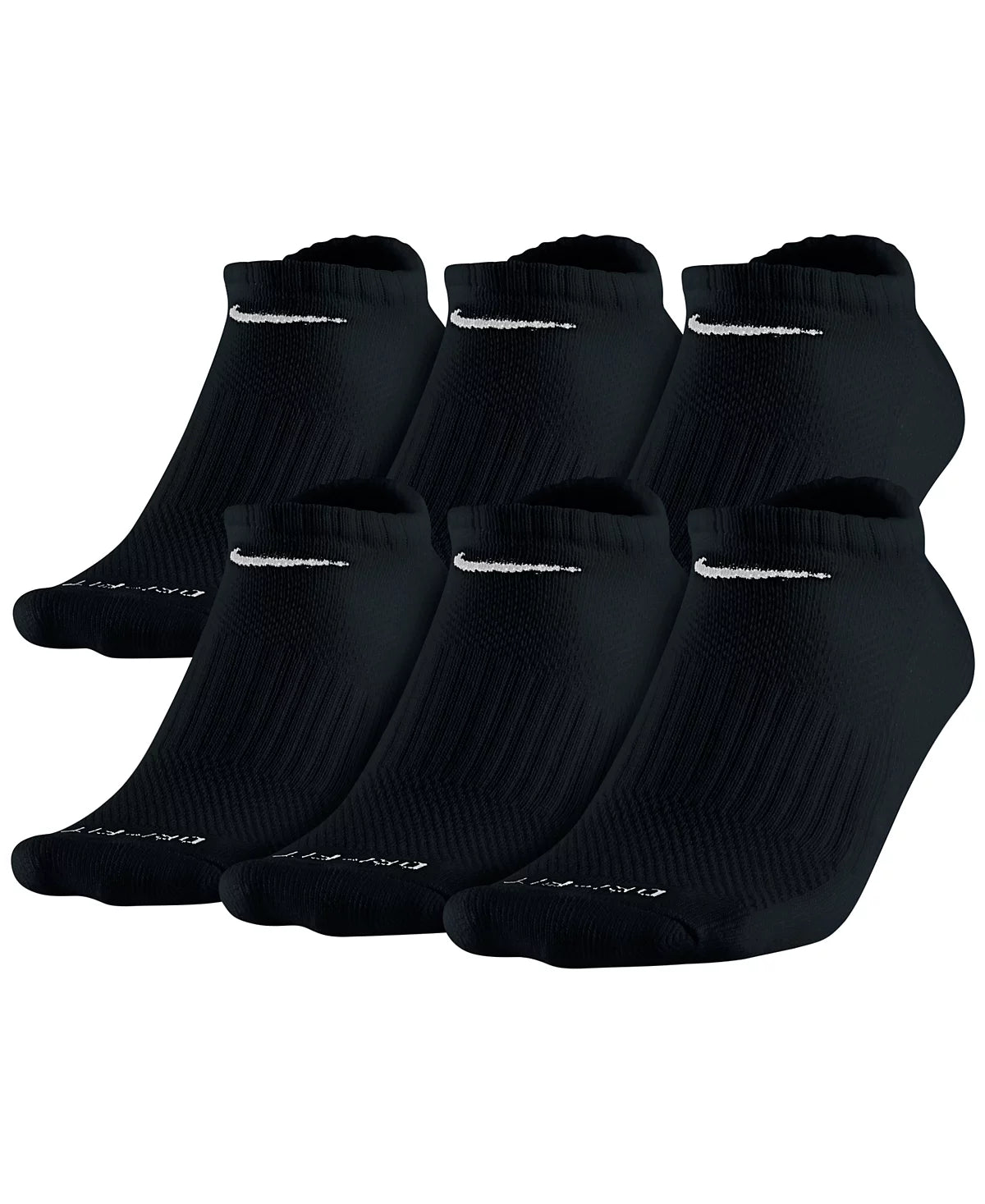 Nike Everyday Cushioned Training No Show Socks (6 Pairs) (Black)