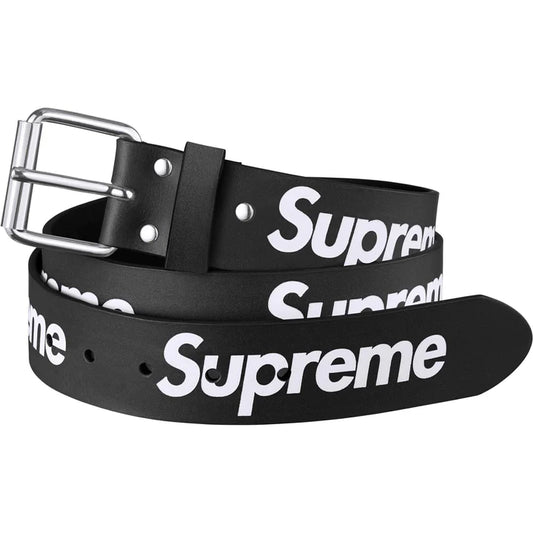 Black Supreme Repeat Leather Belt (SS24) Size Medium