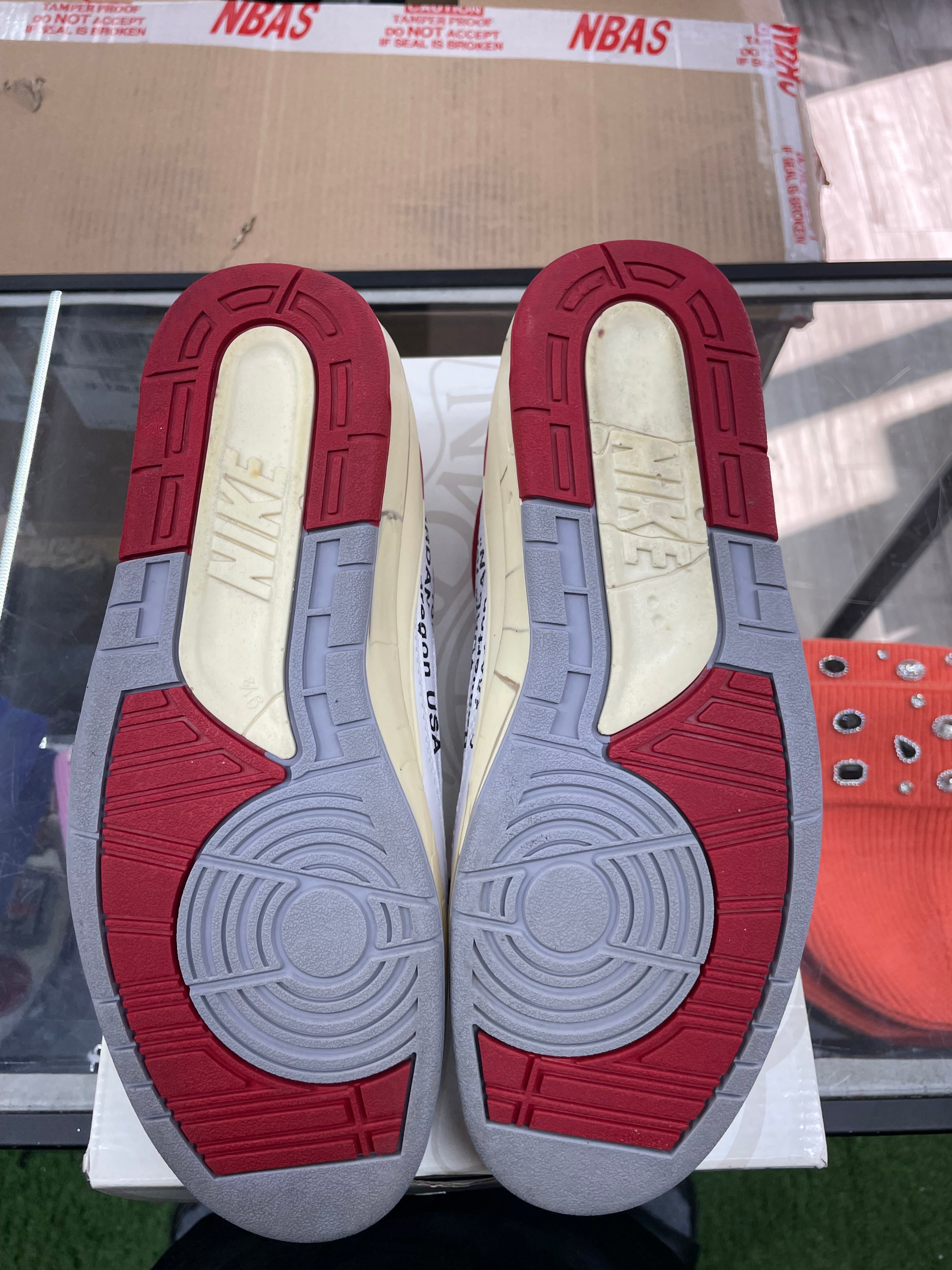 Air Jordan Retro 2 Low “Off-White White Red” *Size 9.5 Preowned*