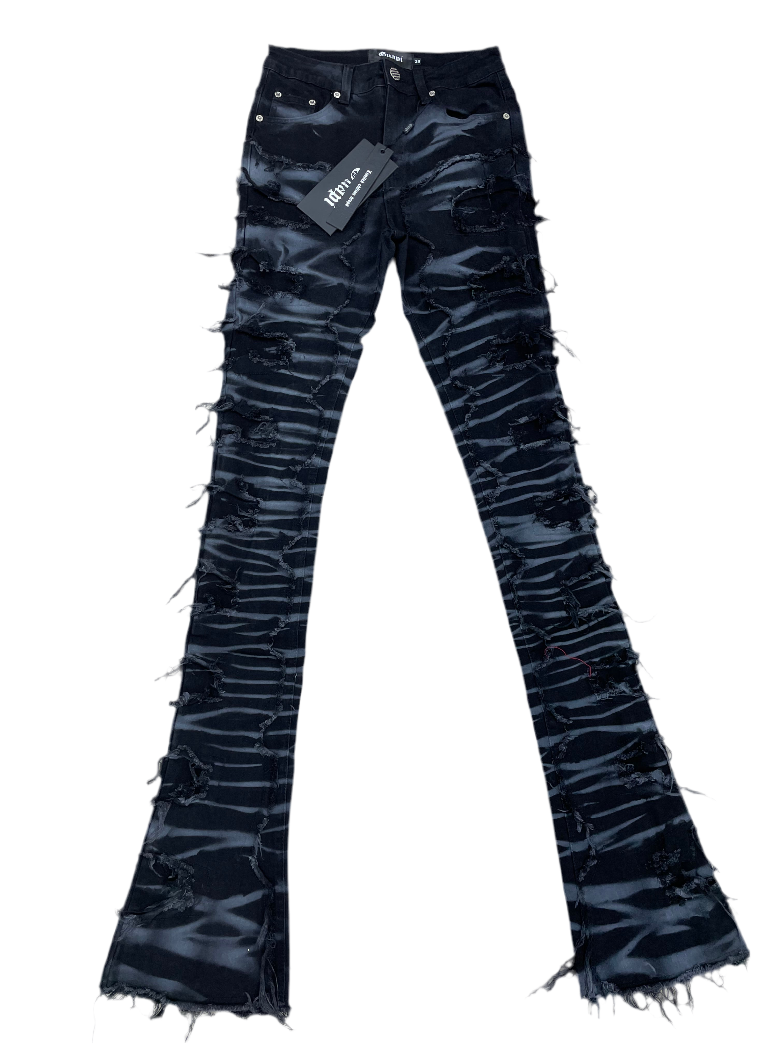 Guapi "Black/White Stripped Stacked" Jeans