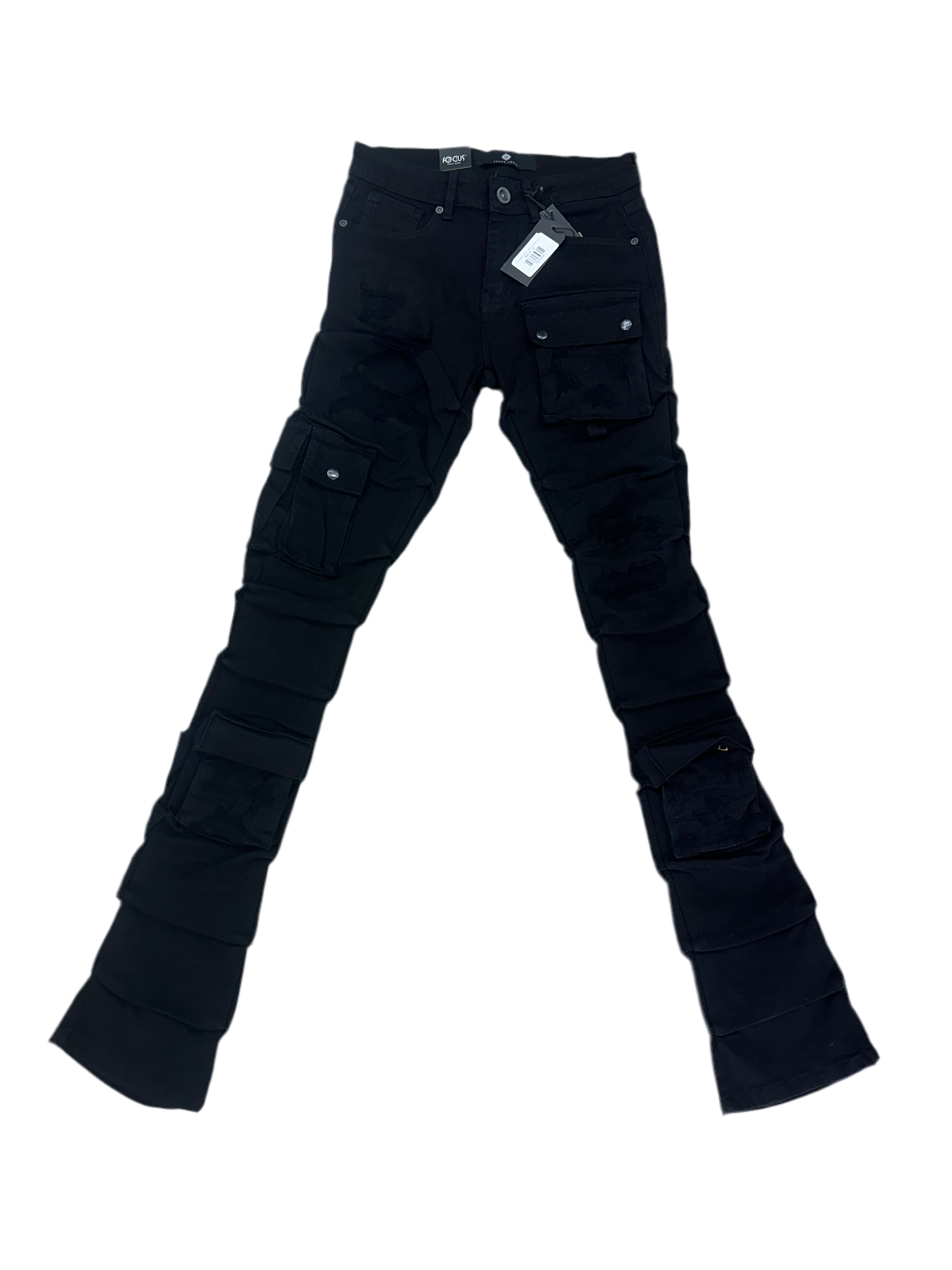 Focus Jeans “Black Cargo” Stacked Jeans