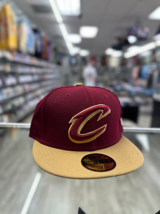 New Era 59Fifty Fitted "Cleveland Cavaliers" (Burgundy/Wheat)