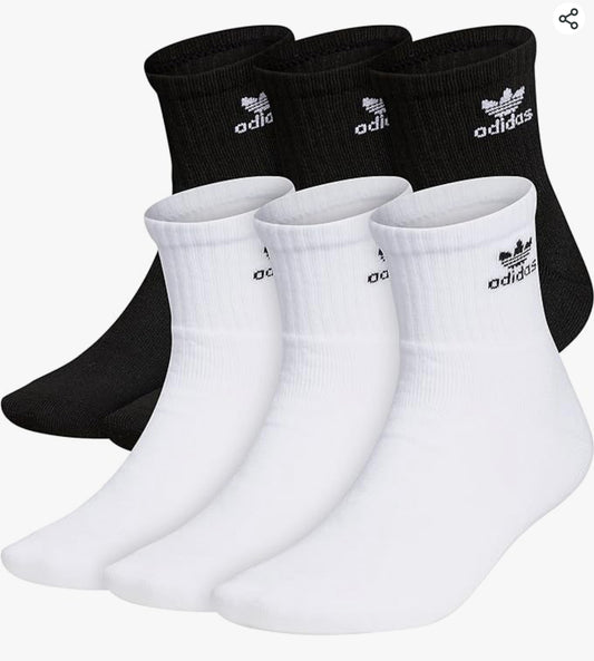 "adidas originals trefoil quarter socks 6 pack"