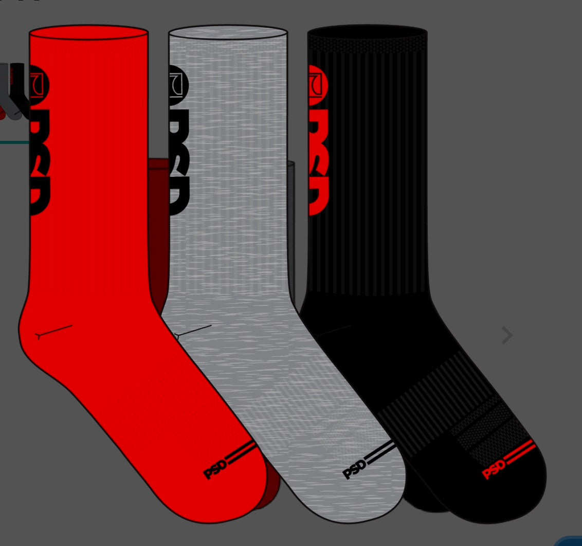 Psd “Black/Grey/Red" Socks