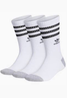 "adidas mens athletic crew socks 6 pack white\black stripes"