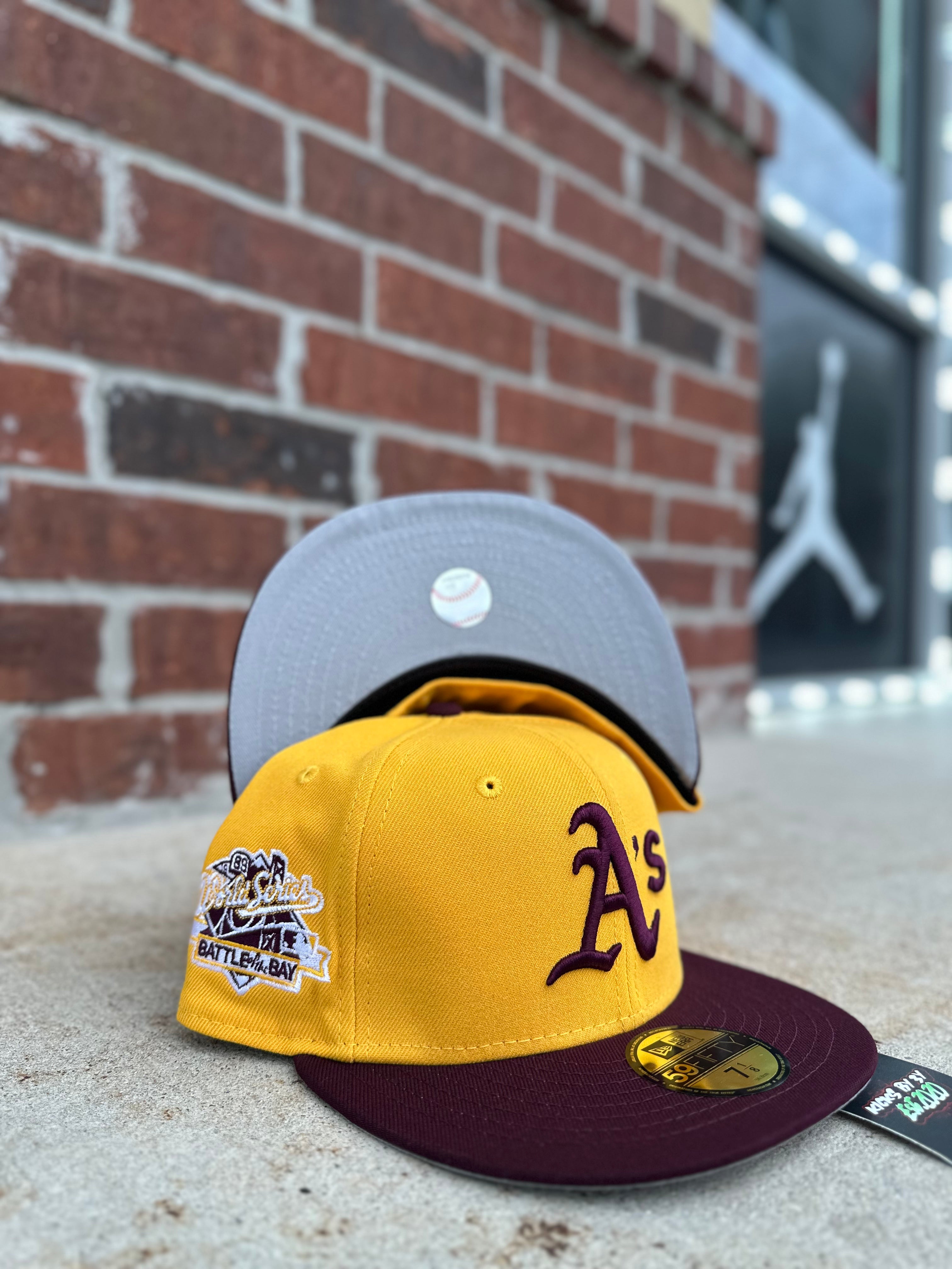 New Era 59 FIFTY Fitted "Oakland Athletics" 1989 World Series Battle of the Bay Gold/Maroon