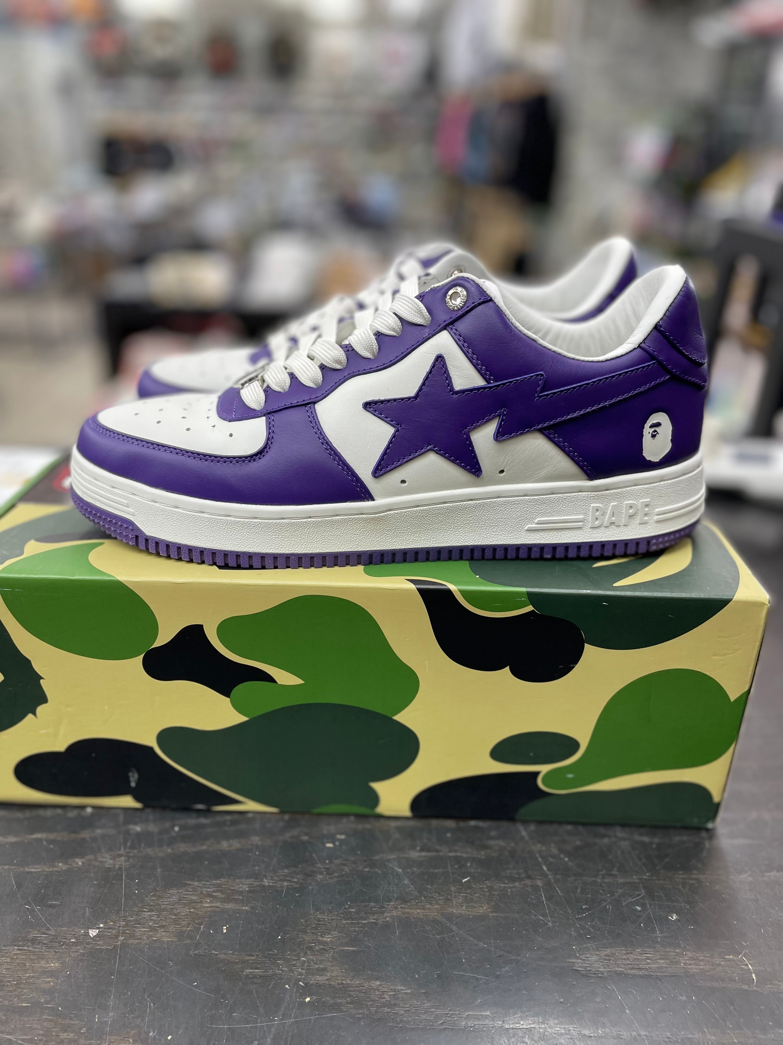 A Bathing Ape Bape Sta "White Purple" *Size 11 Preowned*