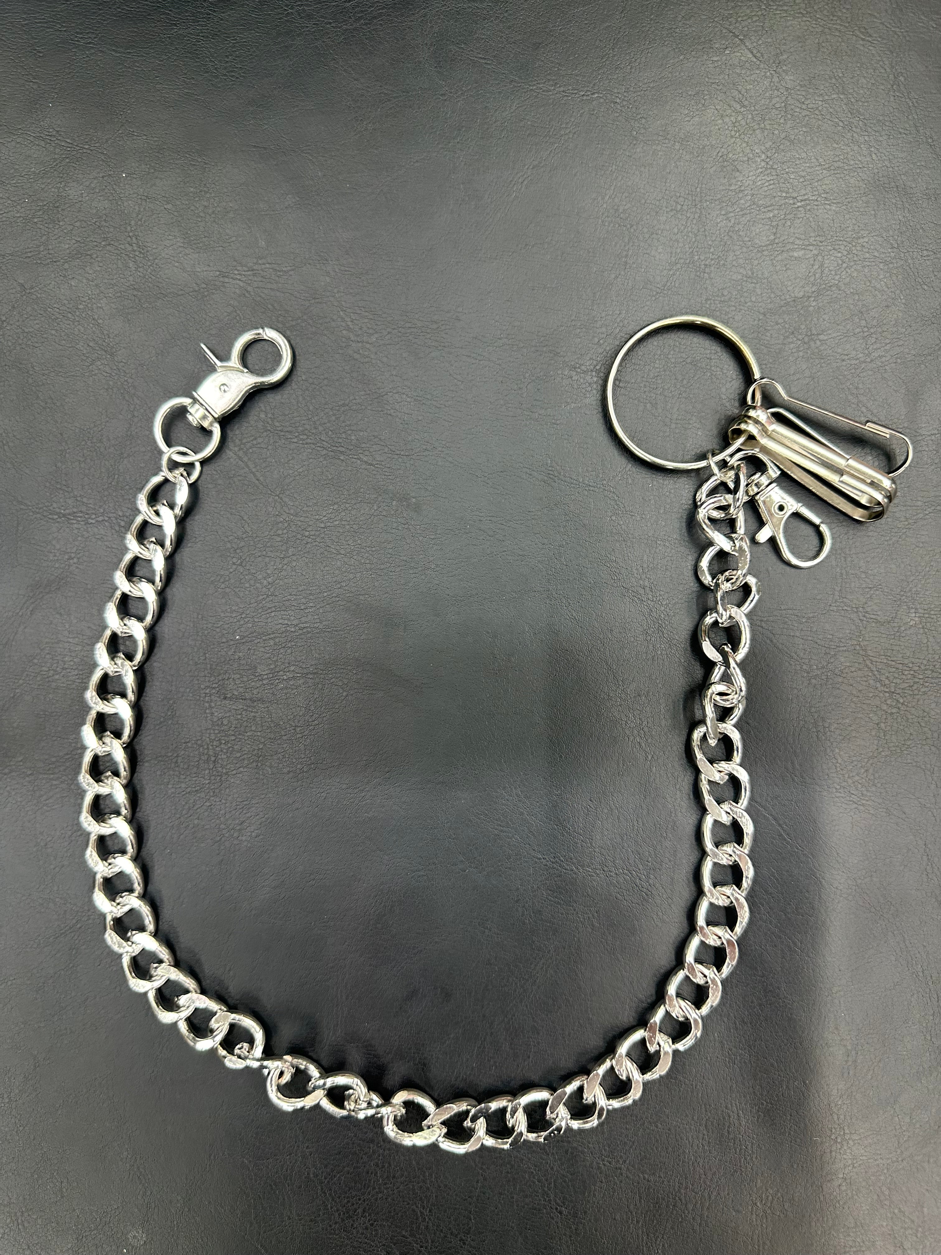 3 HOOK SILVER WALLET CHAIN