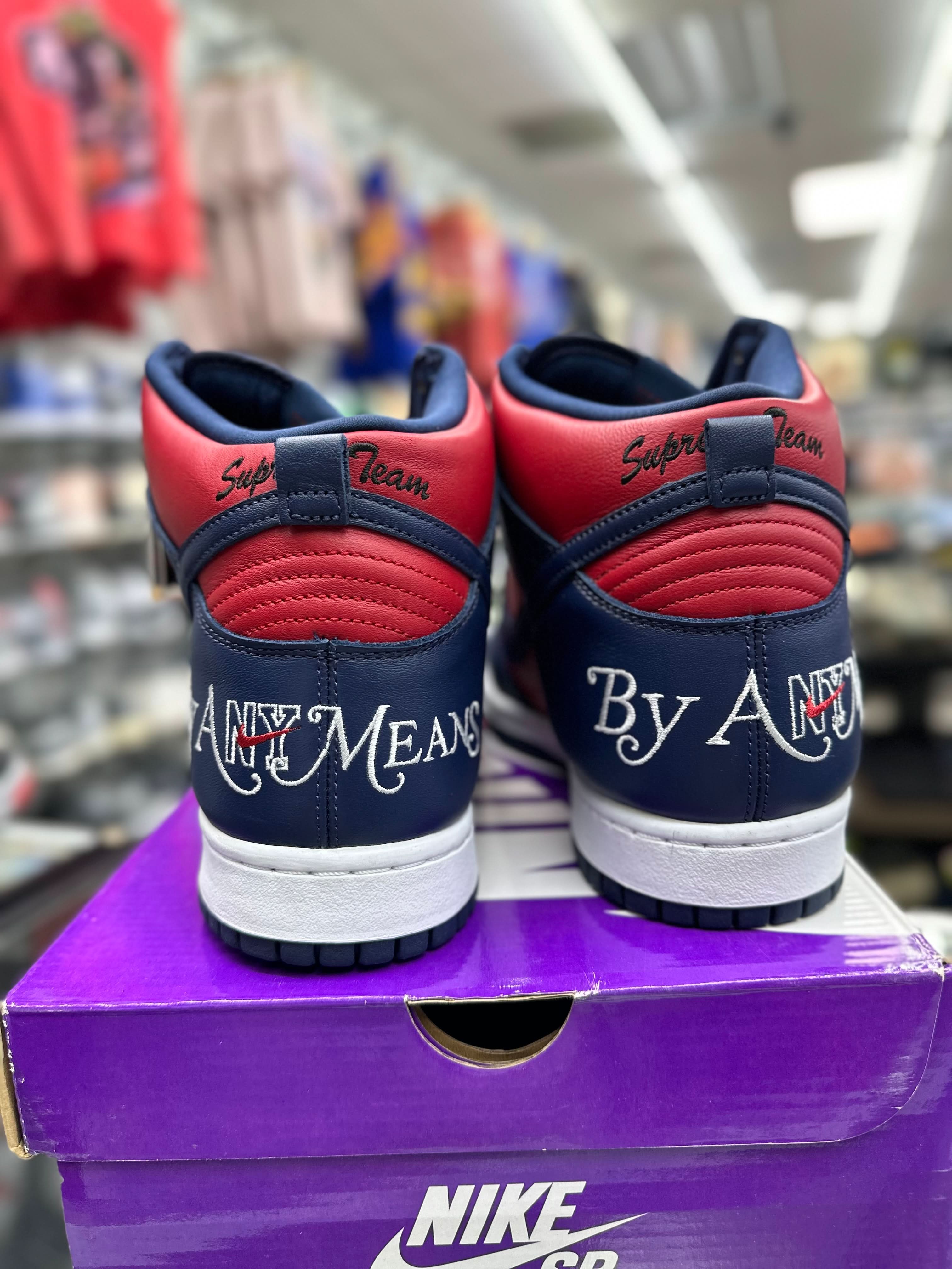 Nike SB Dunk High x Supreme "By Any Means Navy" *Size 12 Preowned*