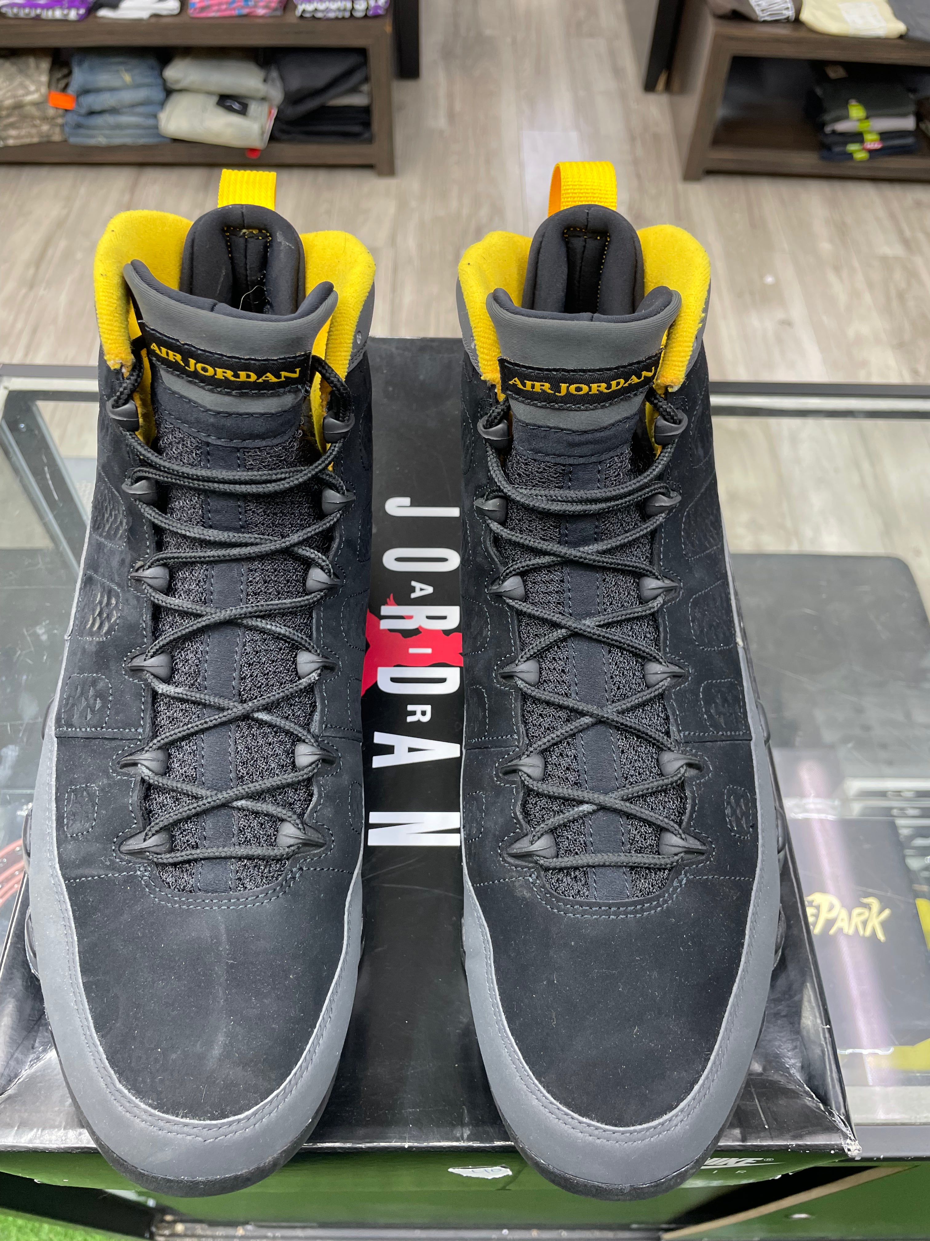 Air Jordan Retro 9 “Dark Charcoal University Gold” *Size 14 Preowned* (CT8019-070)