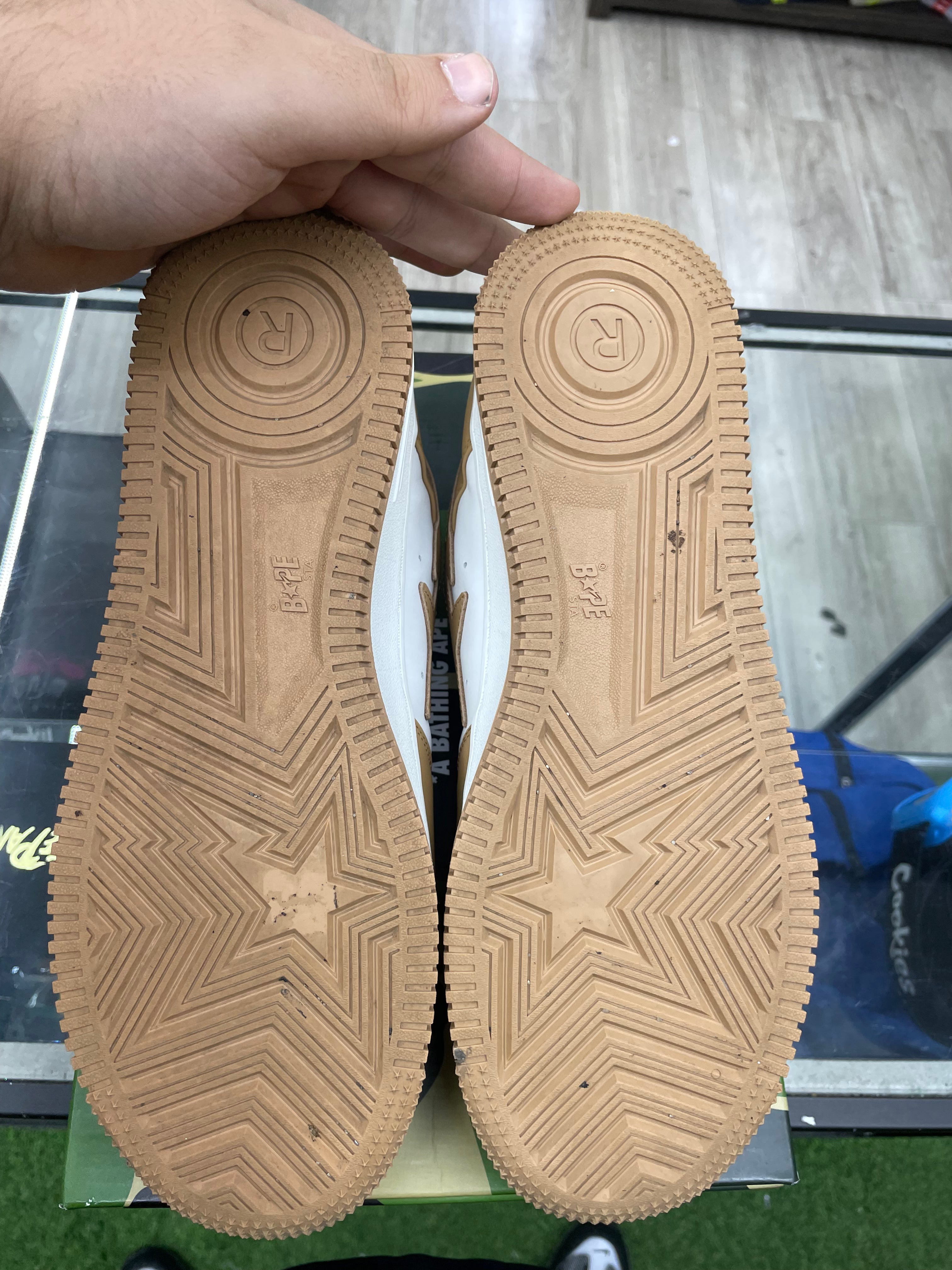 A Bathing Ape Bape Sta “White Beige” *Size 11 Preowned*