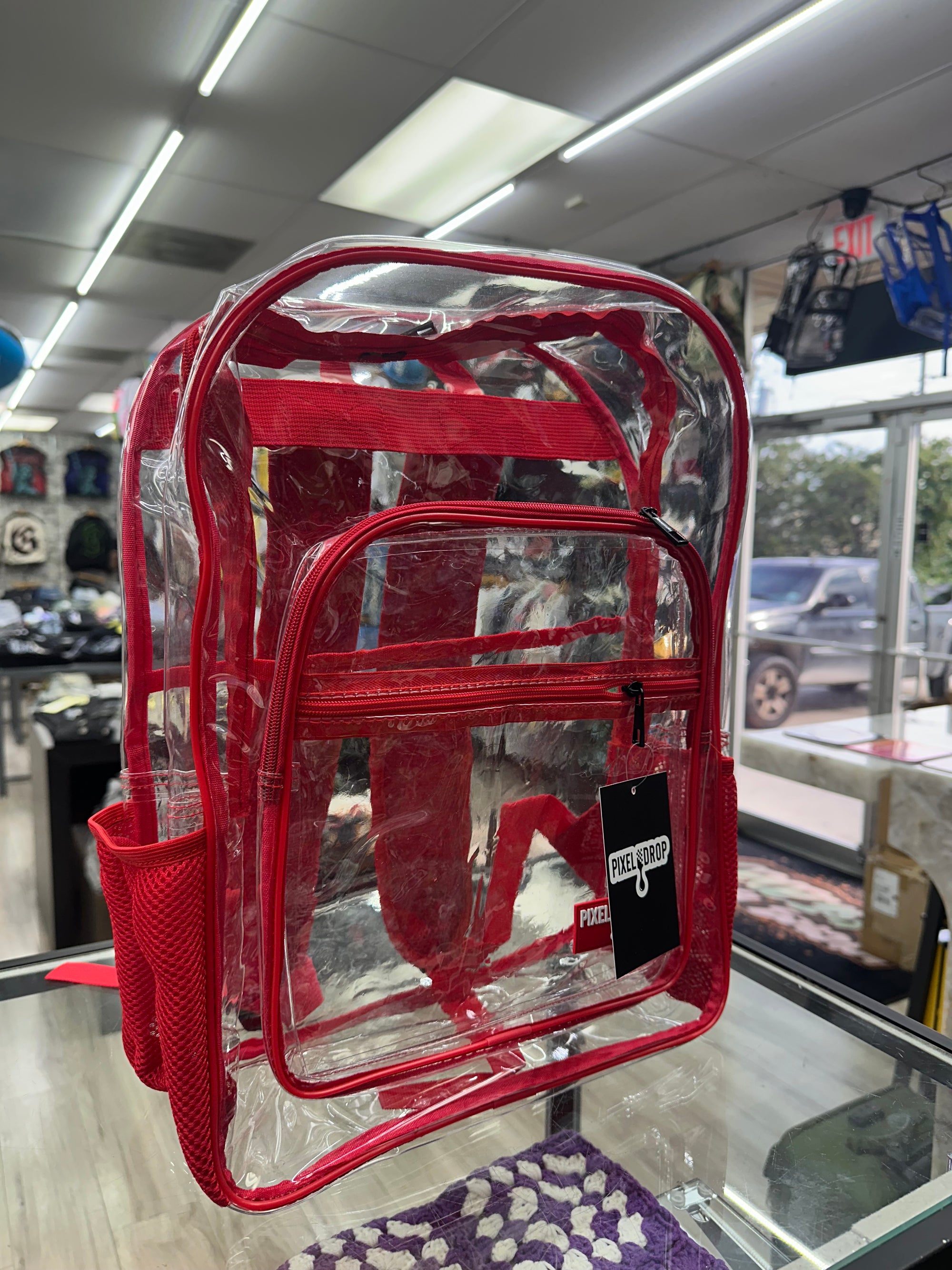 Pixel Drop "Clear Backpack" (Red)