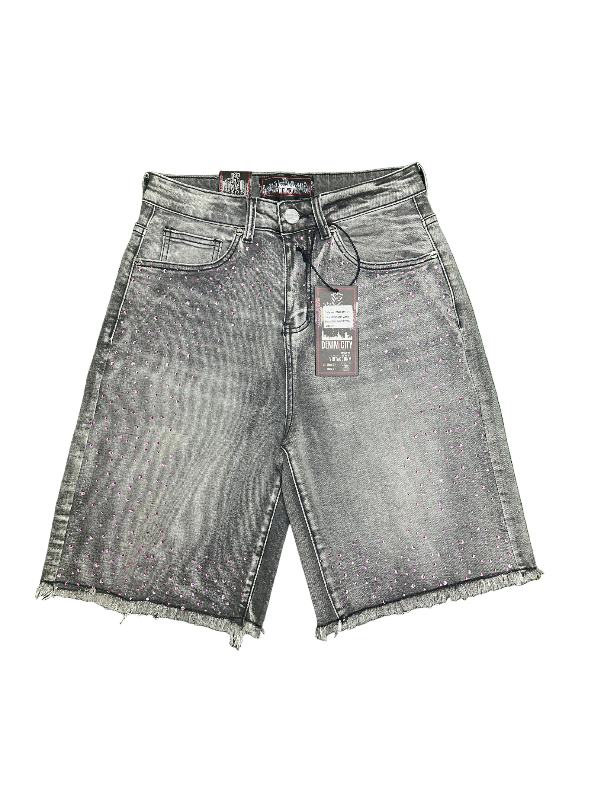 Demin City "Light Grey Wash Denim" Jean Shorts