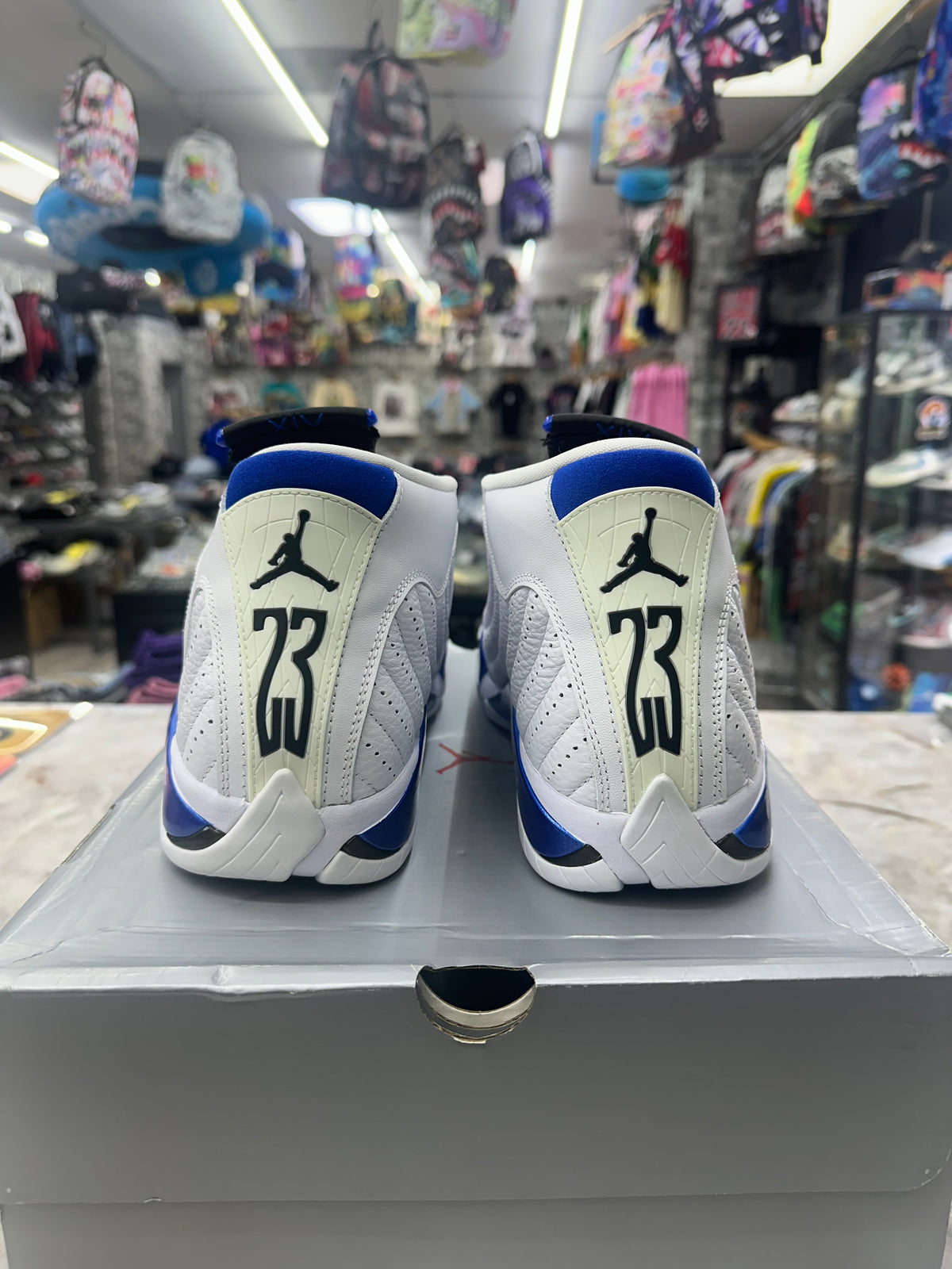 Air Jordan 14 Retro "White Hyper Royal" *Size 12 Preowned* 487471-104