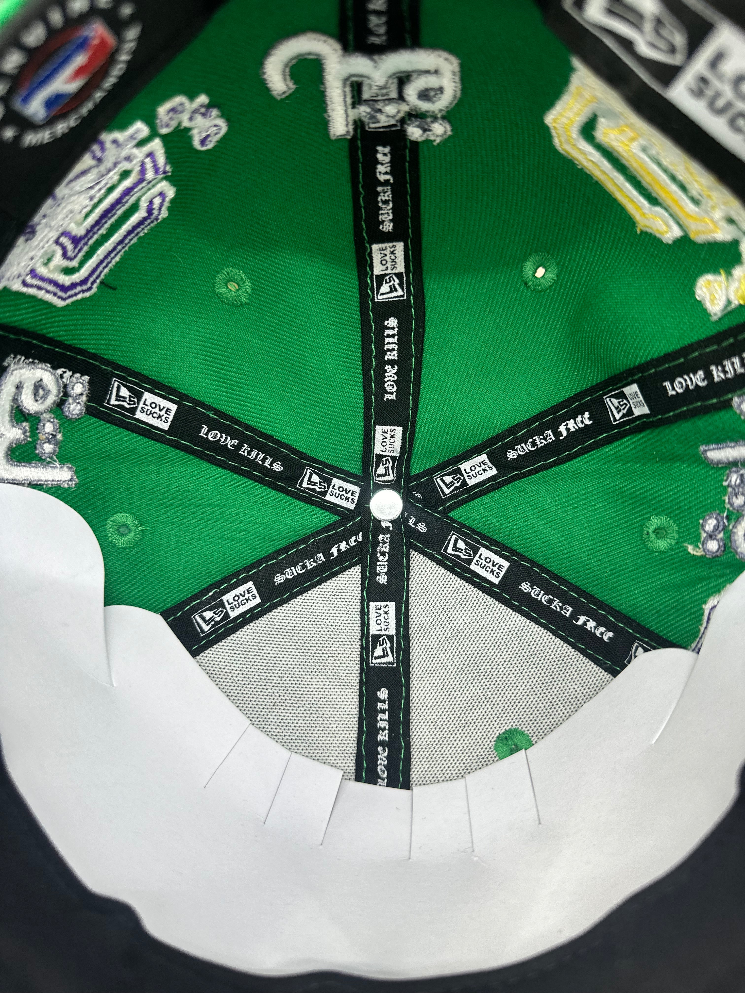 Love Sucks Multi Logo Fitted "MARDI GRAS" (GREEN)