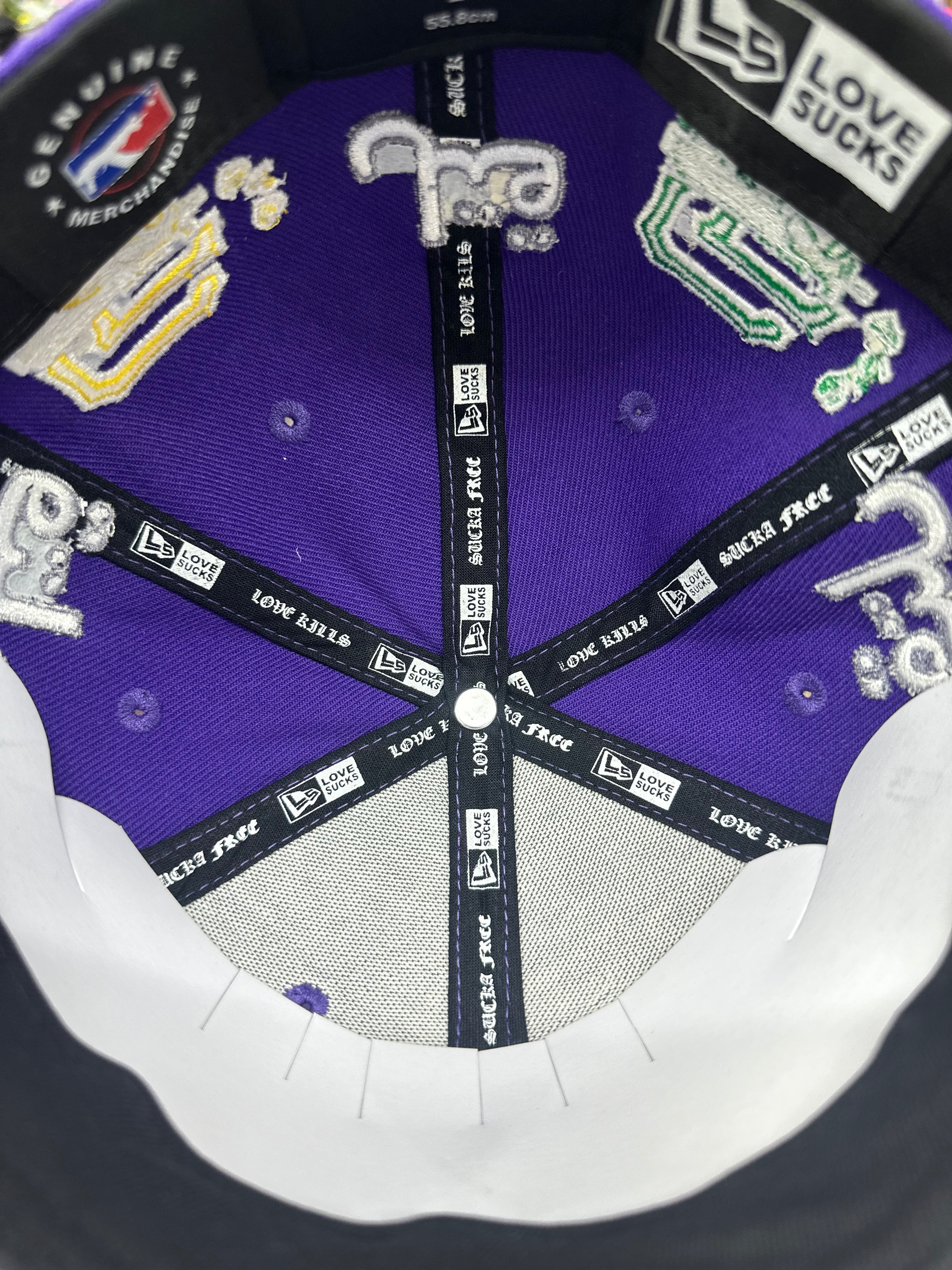 Love Sucks Multi Logo Fitted "MARDI GRAS" (PURPLE)