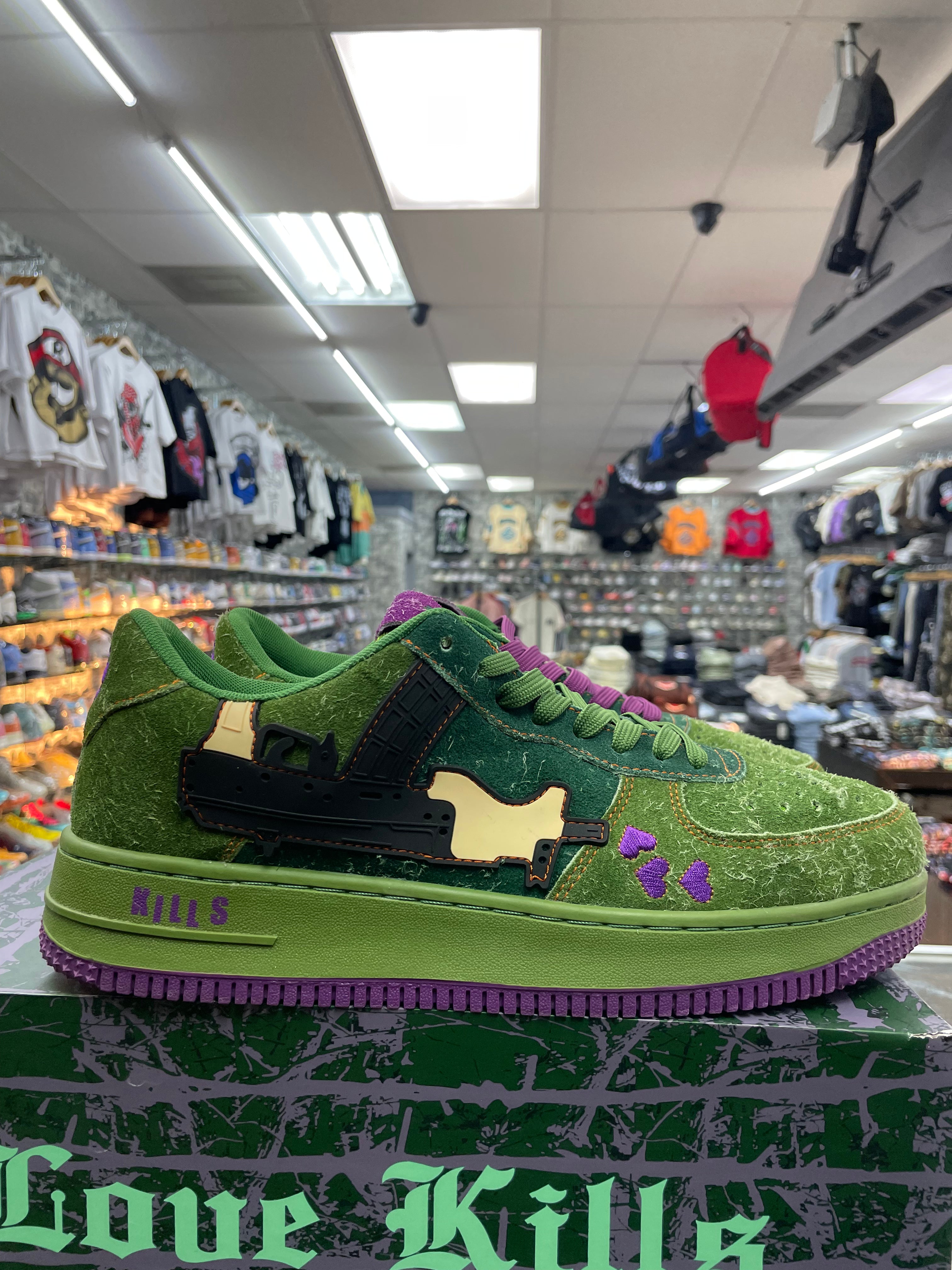 Love Kills “Purple/Green” *Size 10 Preowned*