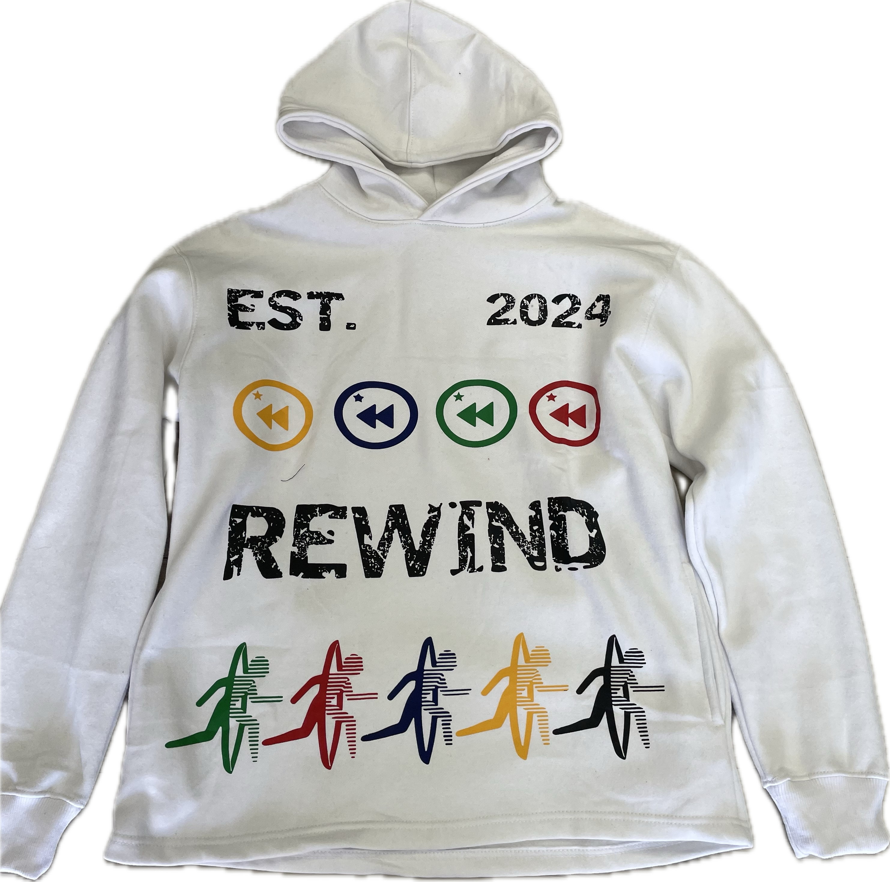 Rewind “Original Logo” Cropped Hoodie (White)