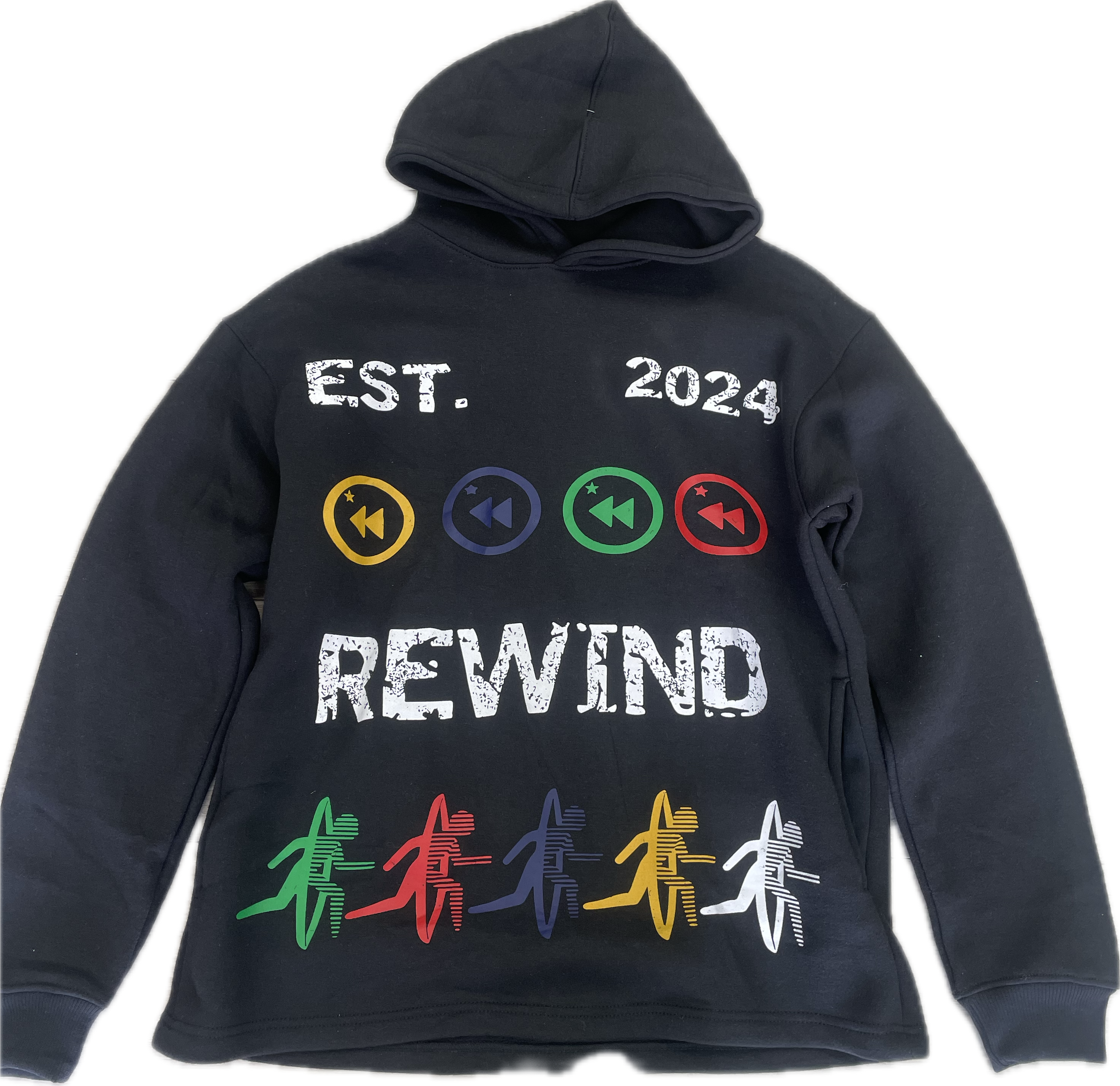 Rewind “Original Logo” Cropped Hoodie (Black)