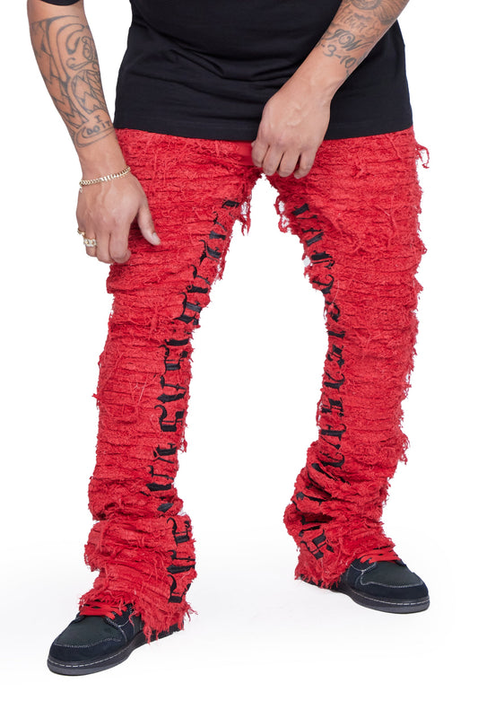 Valabasas “Ironic” Red Washed Stacked Flare Jeans