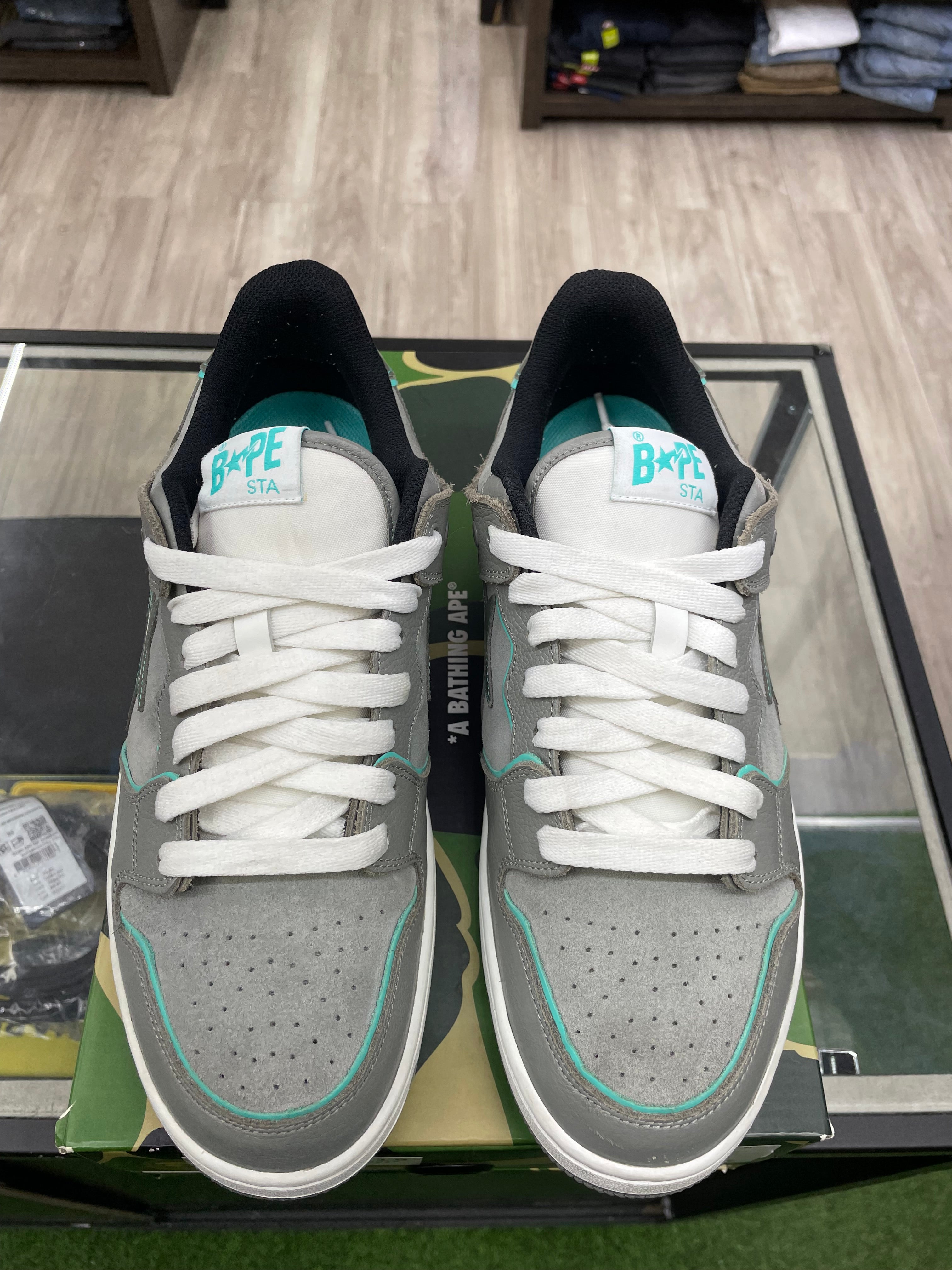 A Bathing Ape Bape Sta “Grey Torquoise” *Size 11 Preowned*