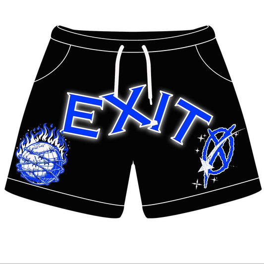 Exit 0 “Globe Fire Black” Shorts