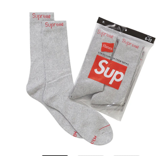 Supreme X Hanes (Grey) Crew Socks