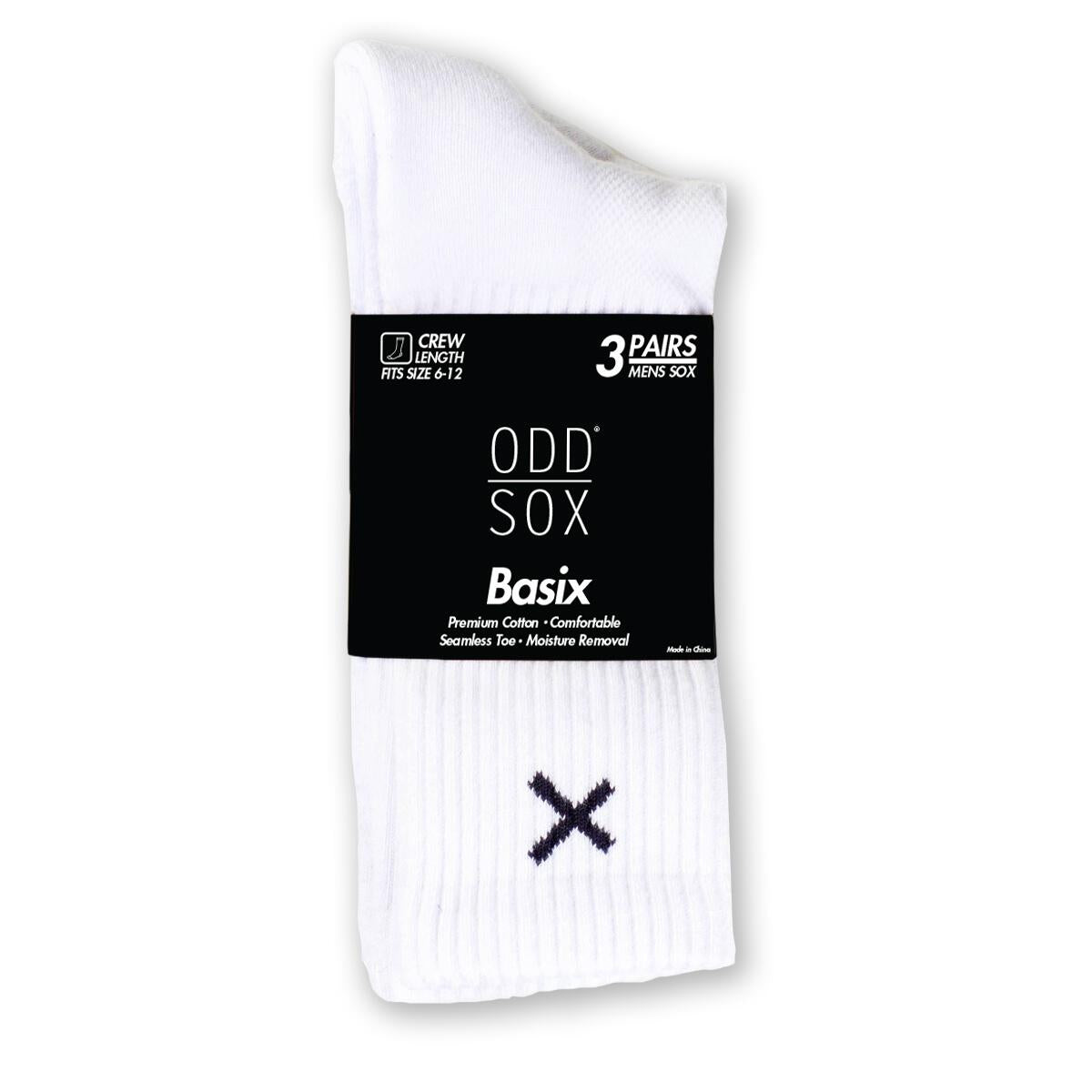 Odd Sox “Basix 3 Pack” Socks (White)