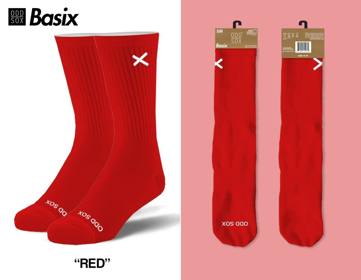Odd Sox “Basix Fashion” Socks (Red)