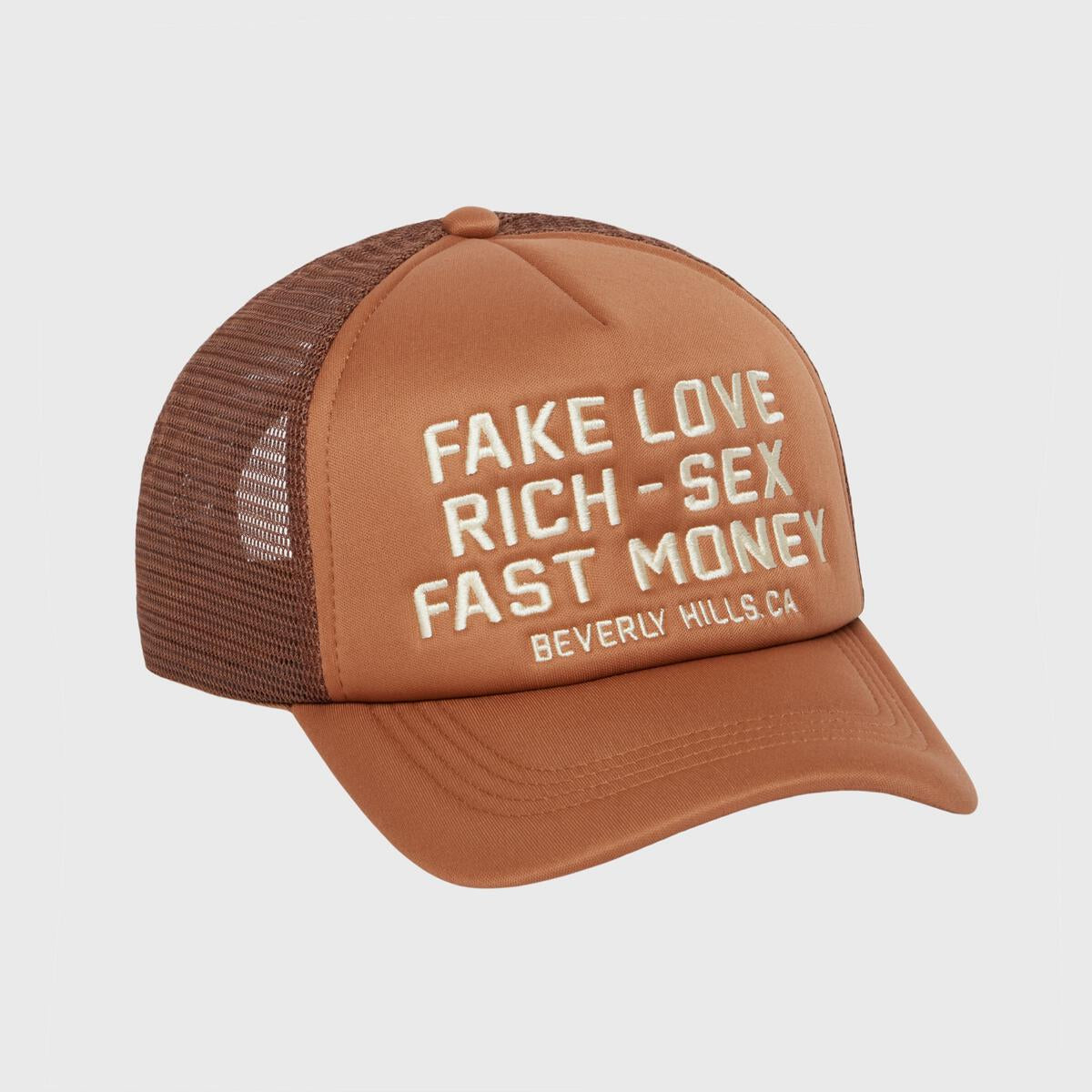 Homme Femme “Fake Love” Trucker Hat (Brown)