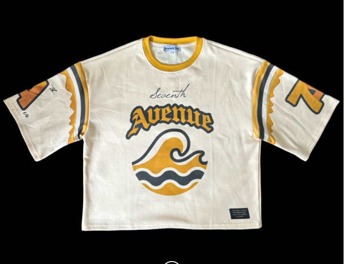 Seventh Avenue “Wavy Crop Jersey” (Creme/Gold)