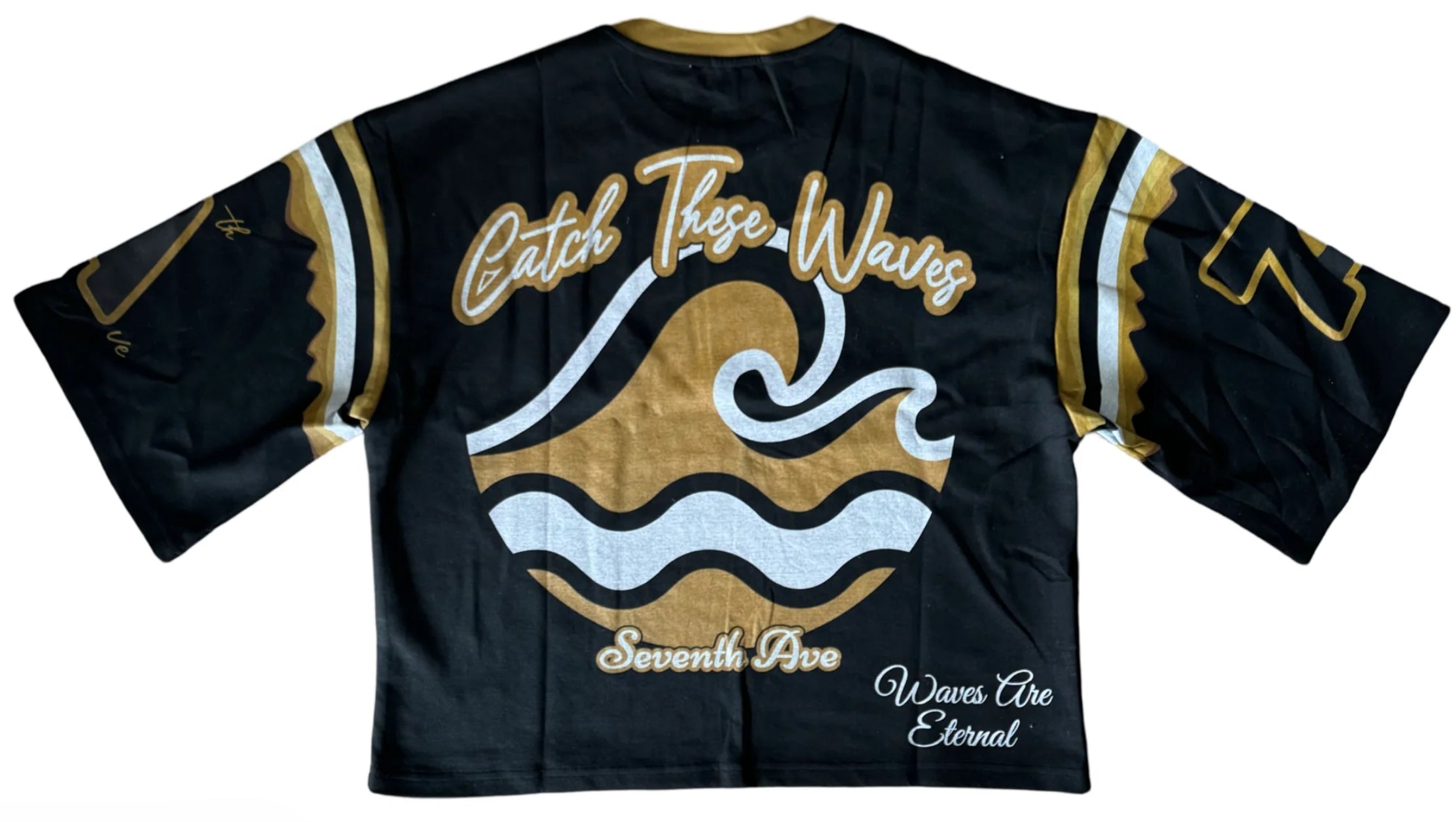 Seventh Avenue “Wavy Crop Jersey” (Black/Gold)