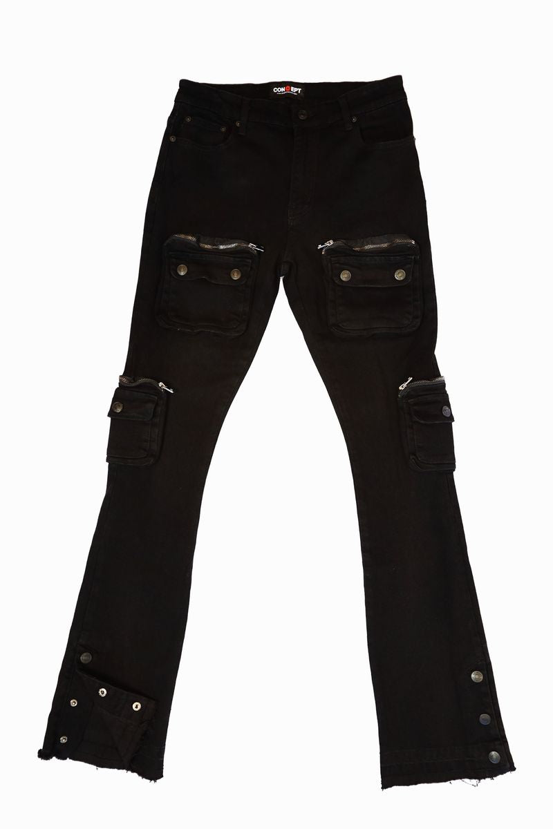 Concept La “Dover” Jet Black Stacked  Jeans