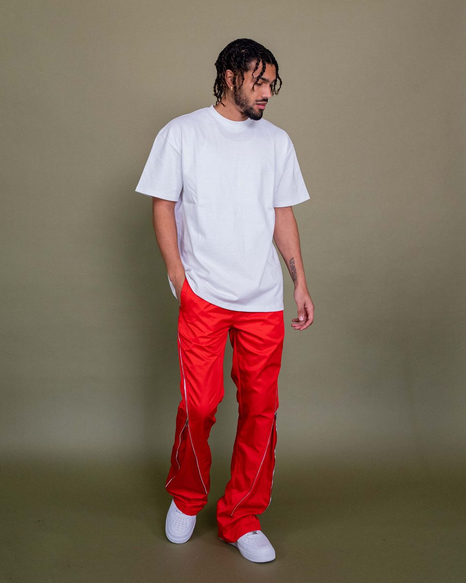 Eptm “Nylon Zip Flared” Sweatpants (Red)