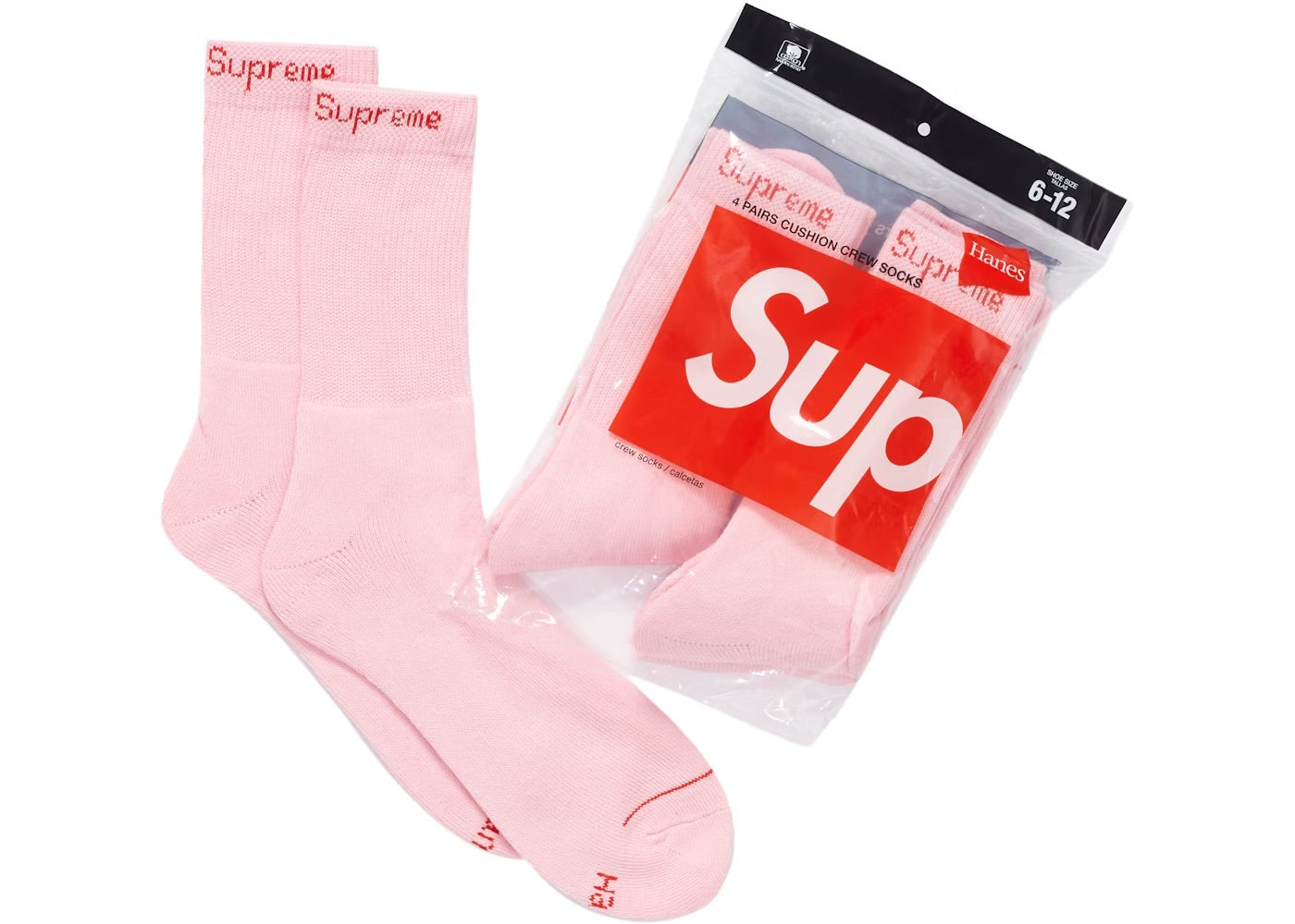 Supreme x Hanes (Pink) Crew Socks