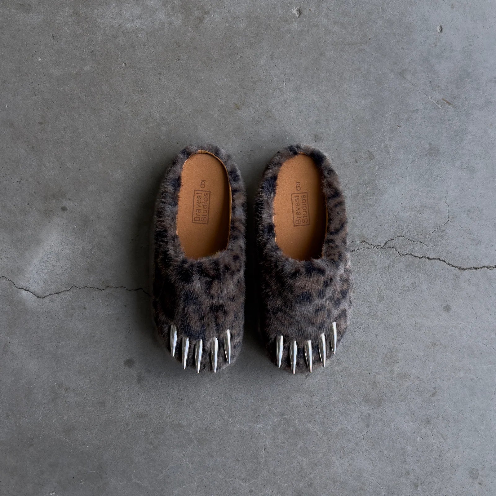 Bravest Studios “Dark Leopard Bear Claw Mules"