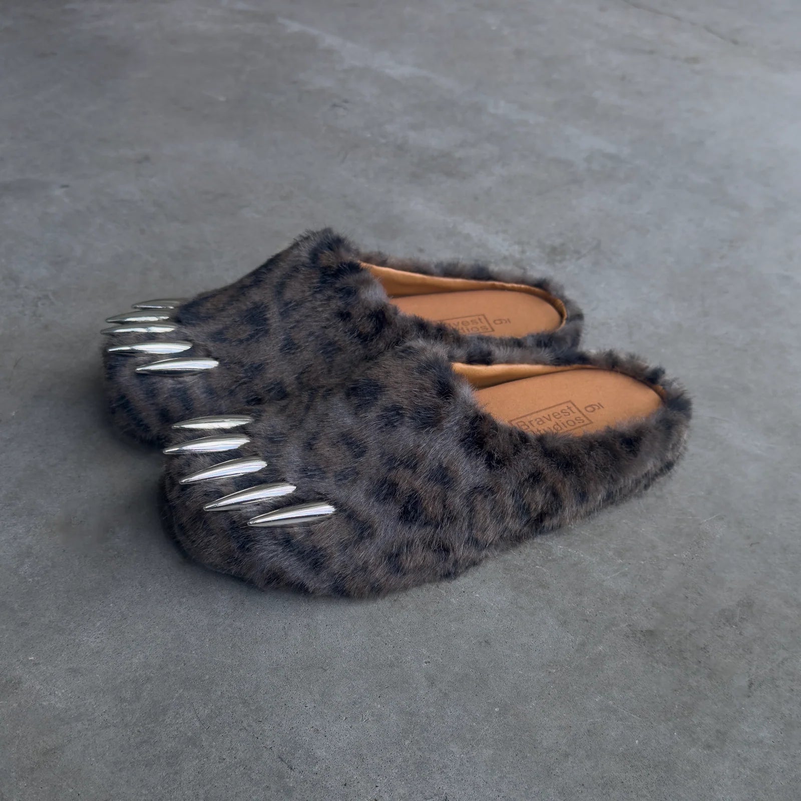 Bravest Studios “Dark Leopard Bear Claw Mules"