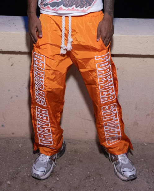 Forever Situated “Nylon Track” Pants (Orange)