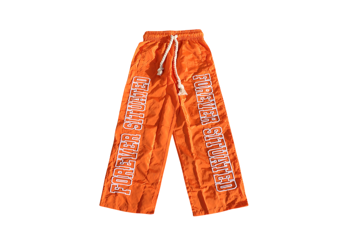 Forever Situated “Nylon Track” Pants (Orange)