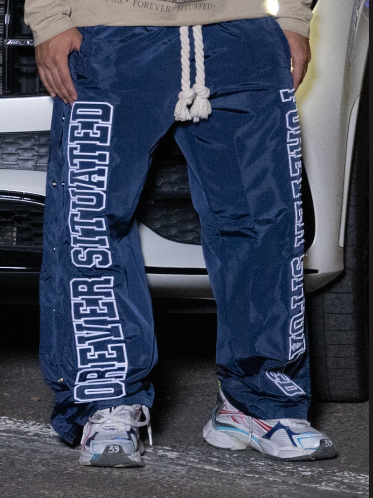 Forever Situated “Nylon Track” Pants (Navy)