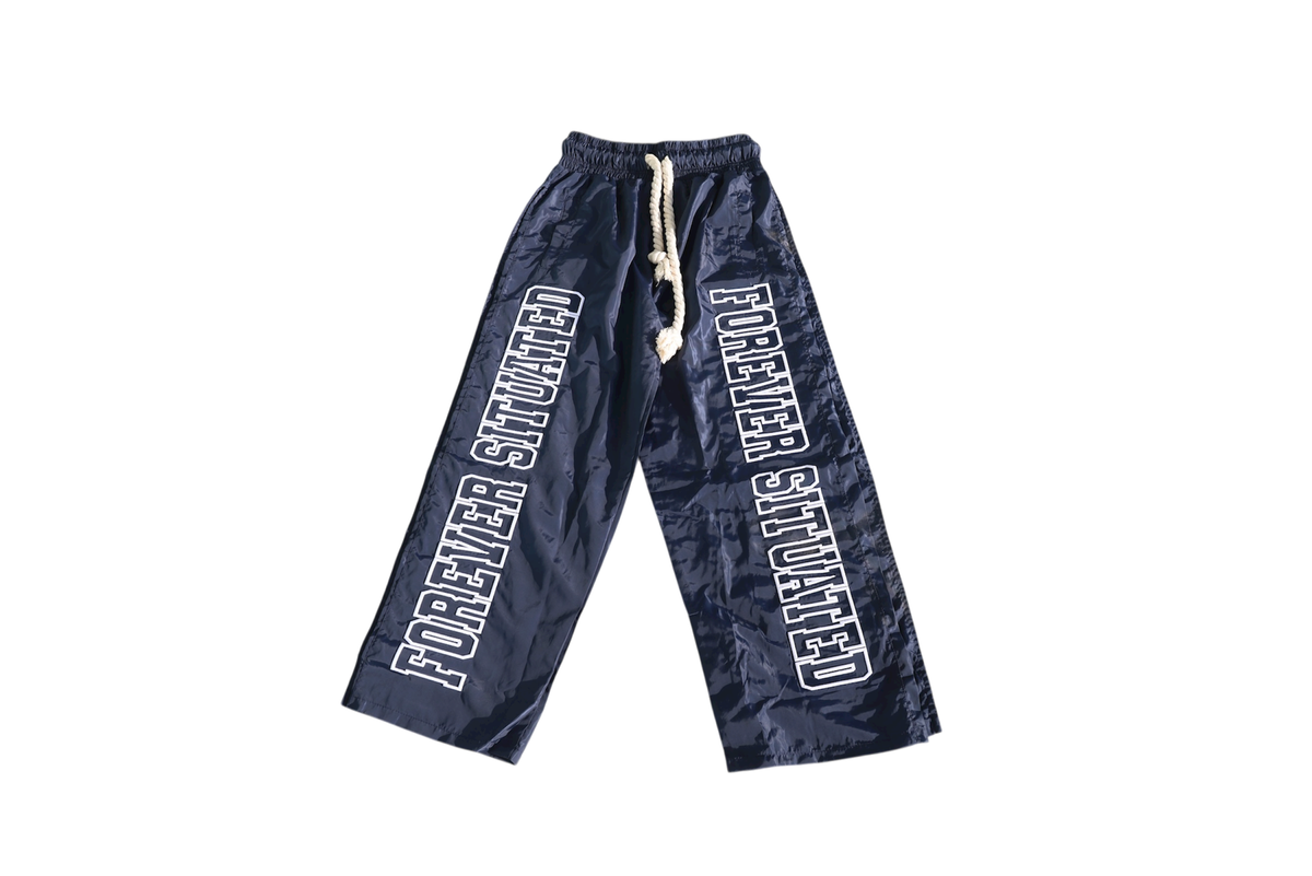 Forever Situated “Nylon Track” Pants (Navy)