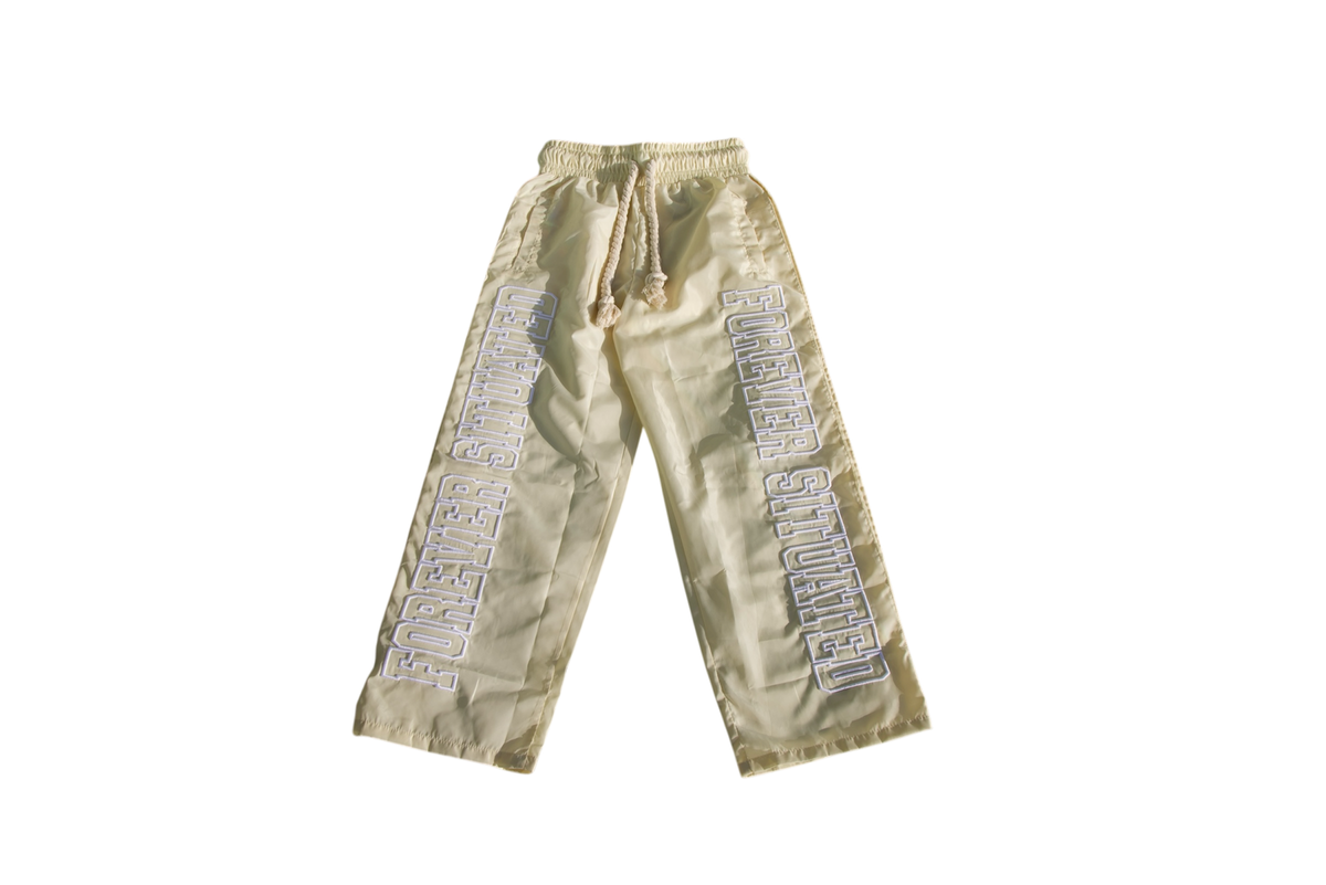 Forever Situated “Nylon Track” Pants (Cream)