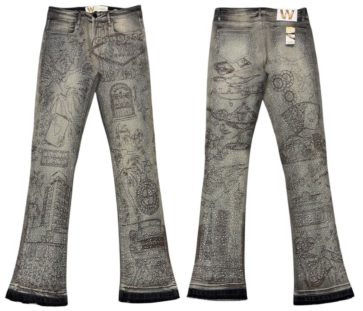 Waimea ‘Oil Rhinestone” Stacked Jeans