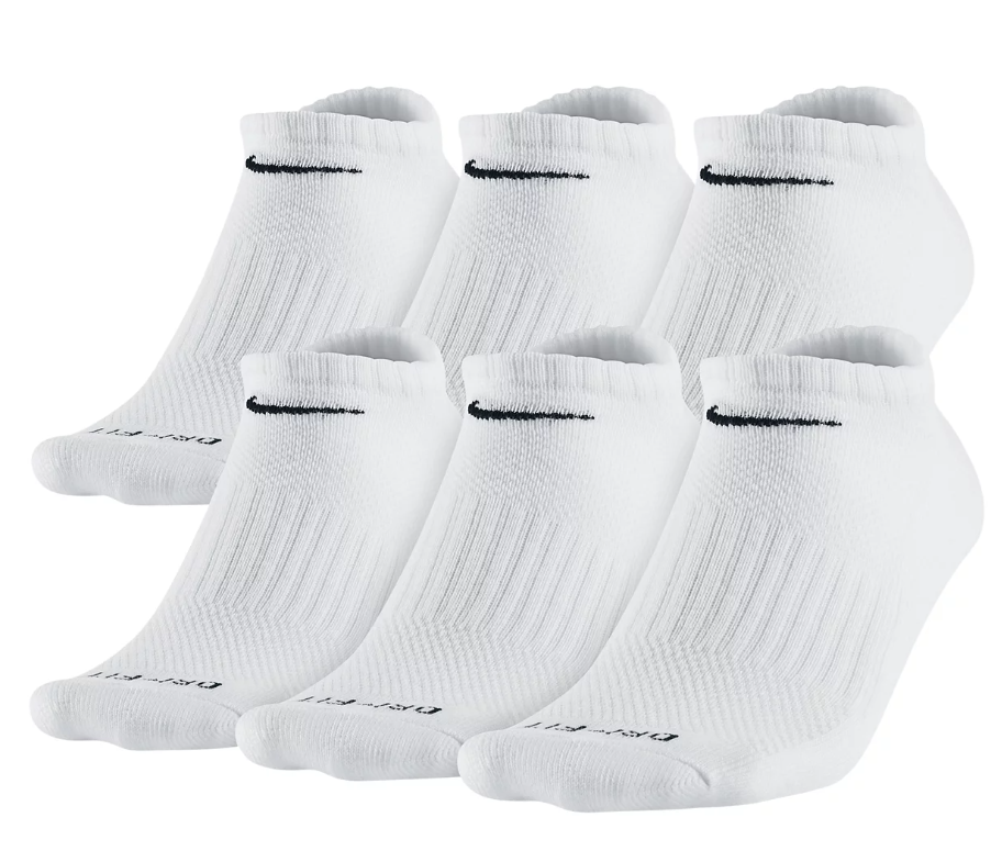 Nike Everyday Cushioned Training No Show Socks (6 Pairs) (White)