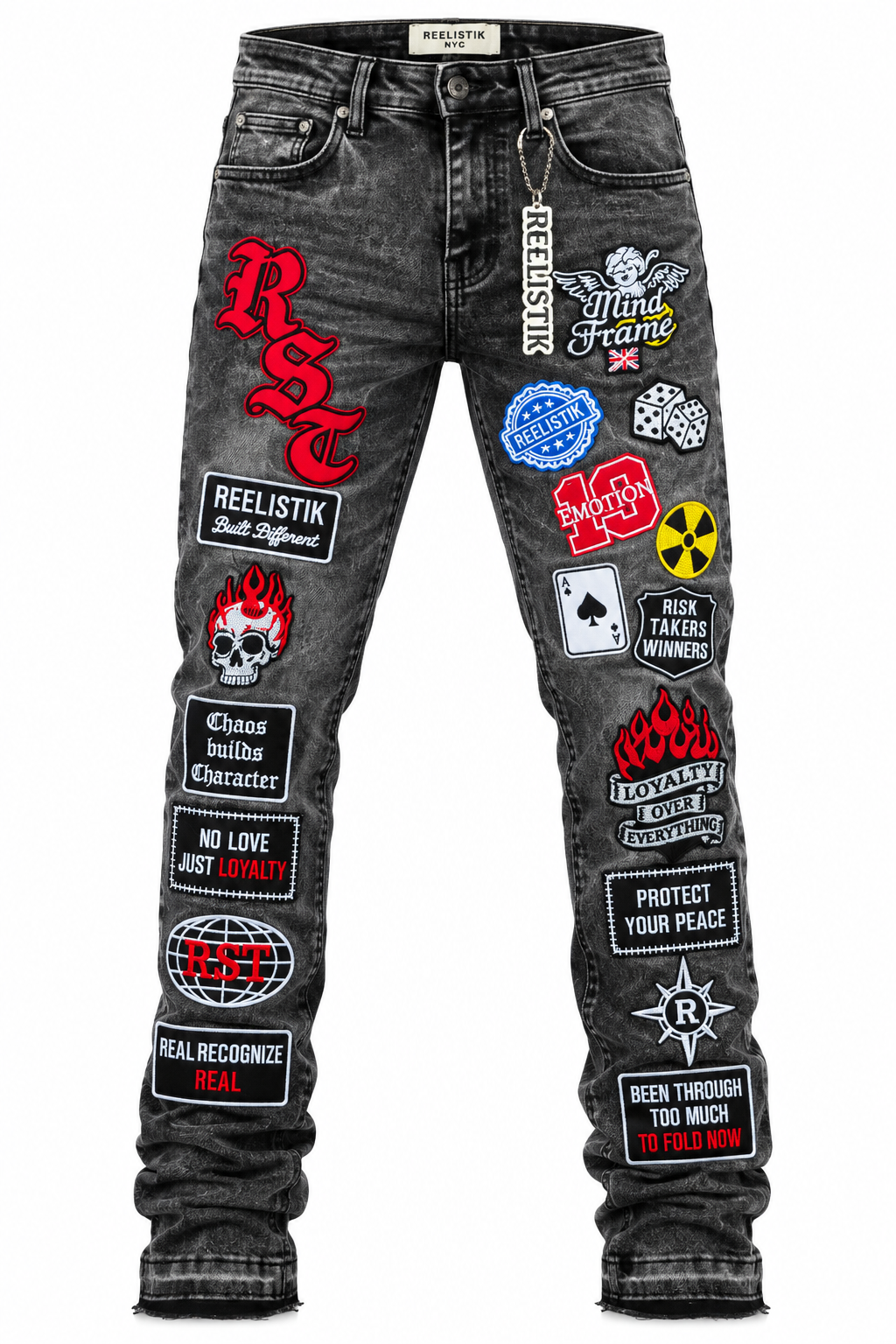 Reelistik Nyc "LT GREY CHAOS SLIM PATCHED DENIM"