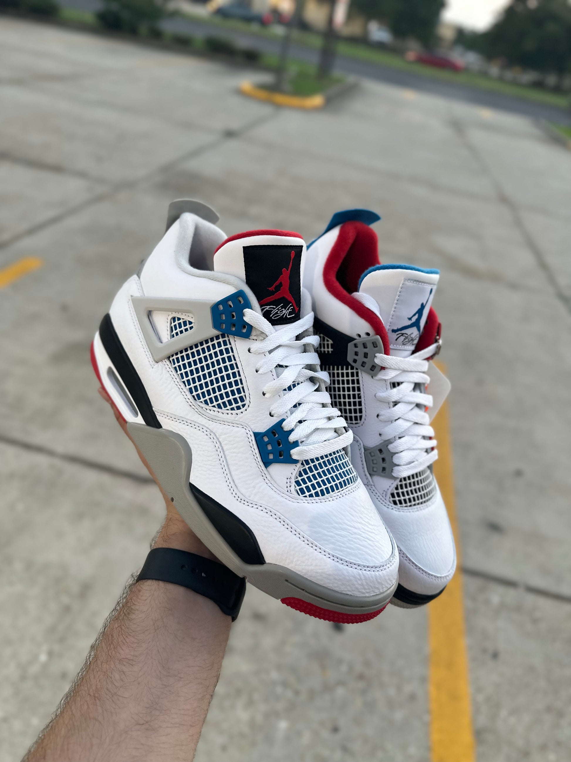 White Jordan Retro 4 Mens Shoes