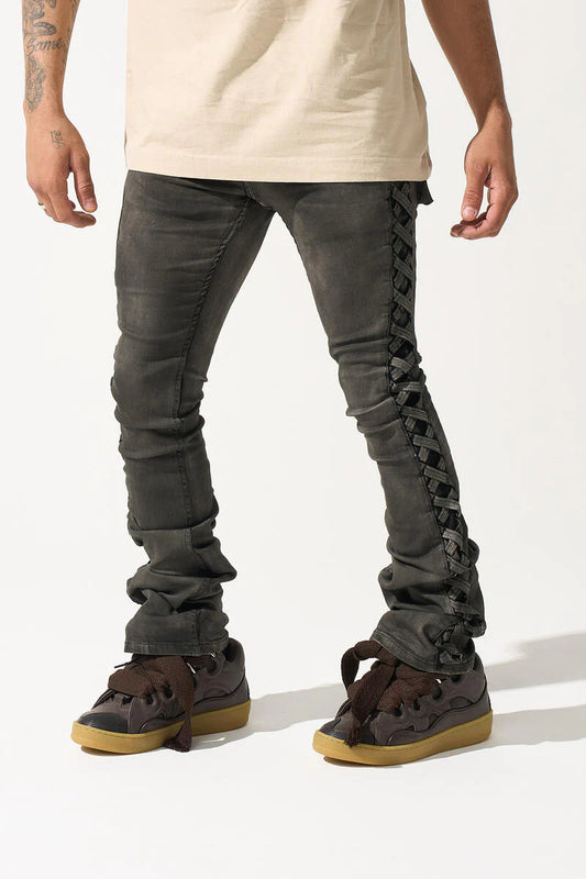 Serende "River" Smoke Grey Stacked Jeans