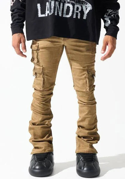 Serenede "Cinnamon/Tiger Brown" STACKED Cargo Jeans